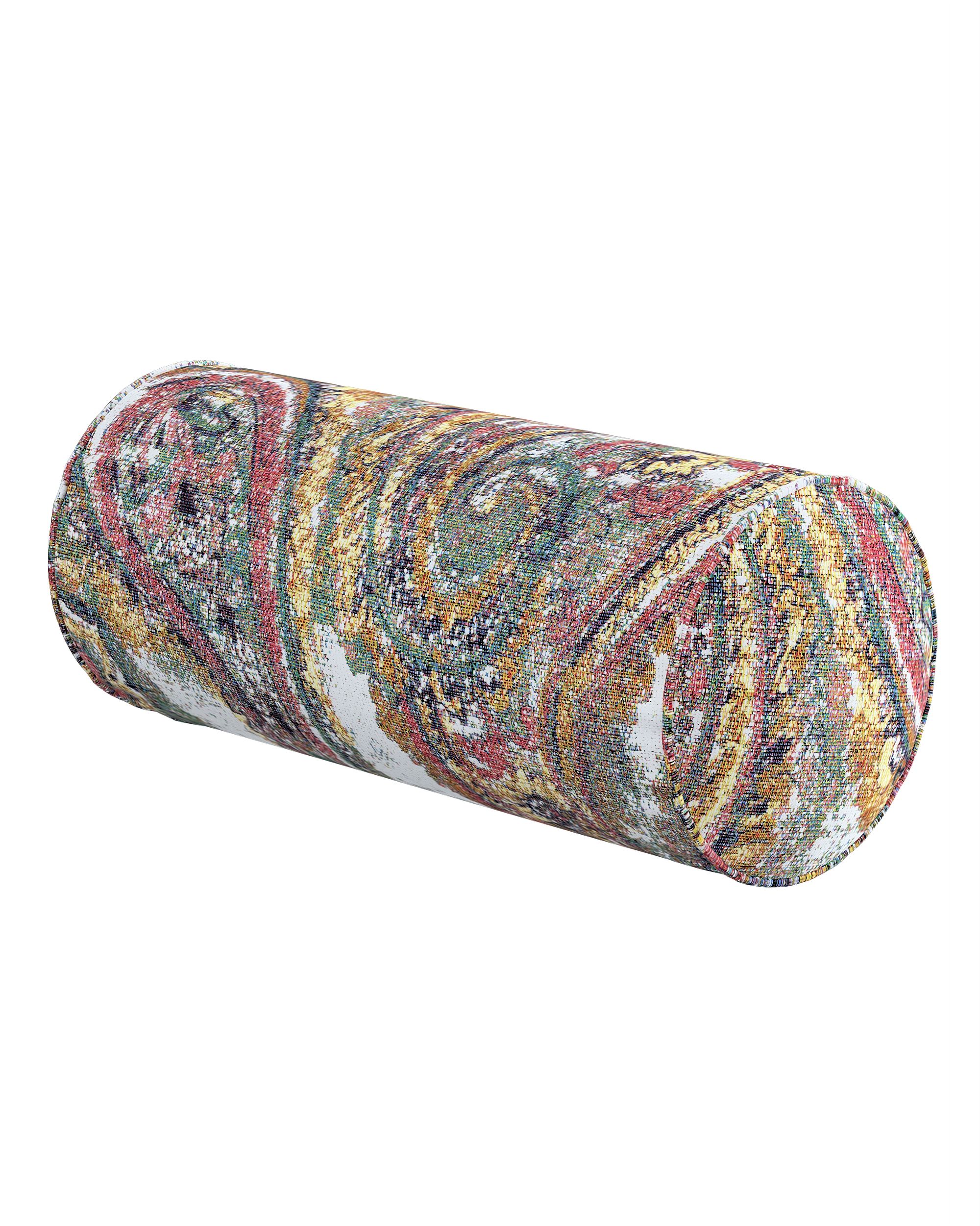 Simple bolster pillow colour multicolour fabric structured, patterned