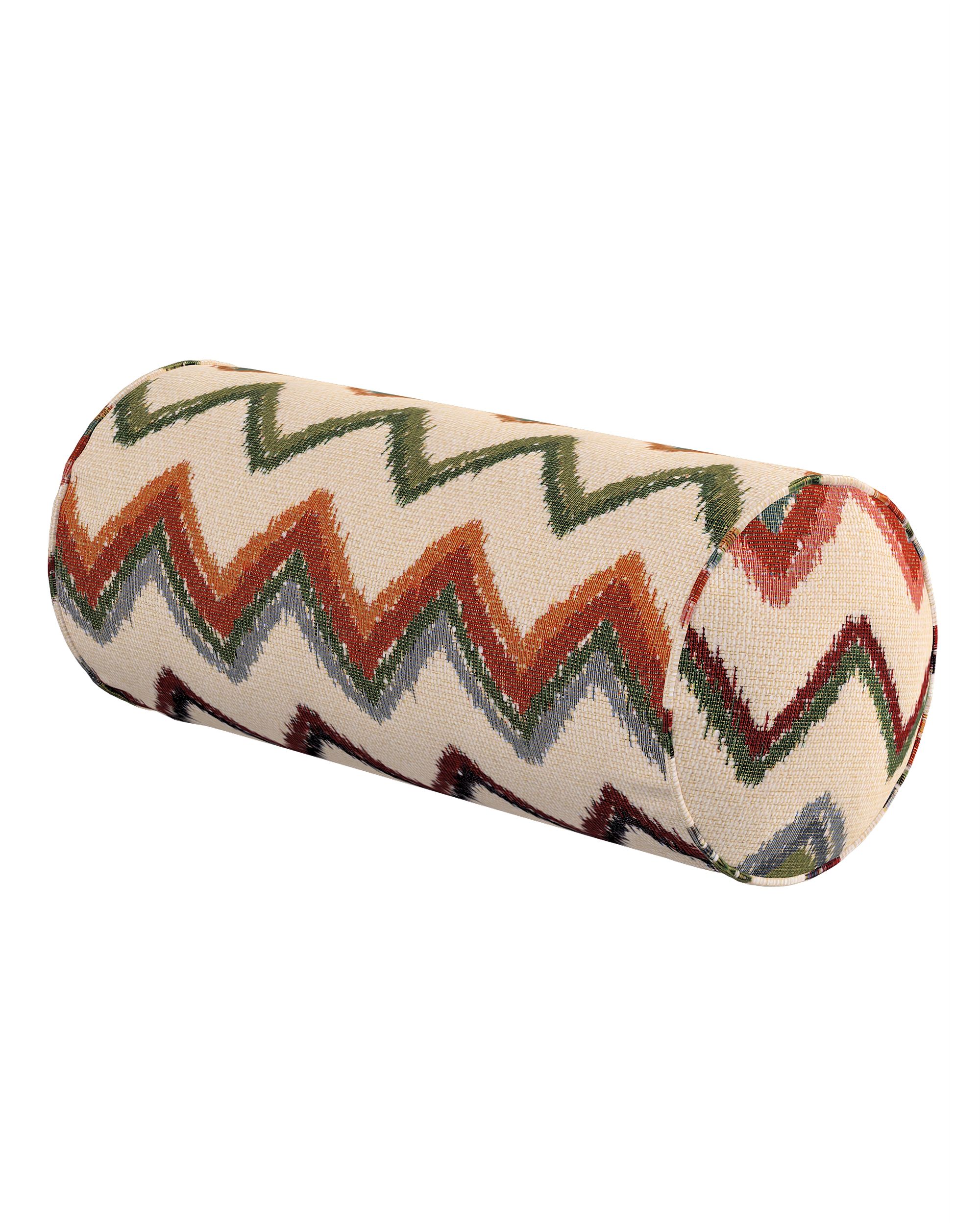 Simple bolster pillow colour multicolour fabric structured, patterned