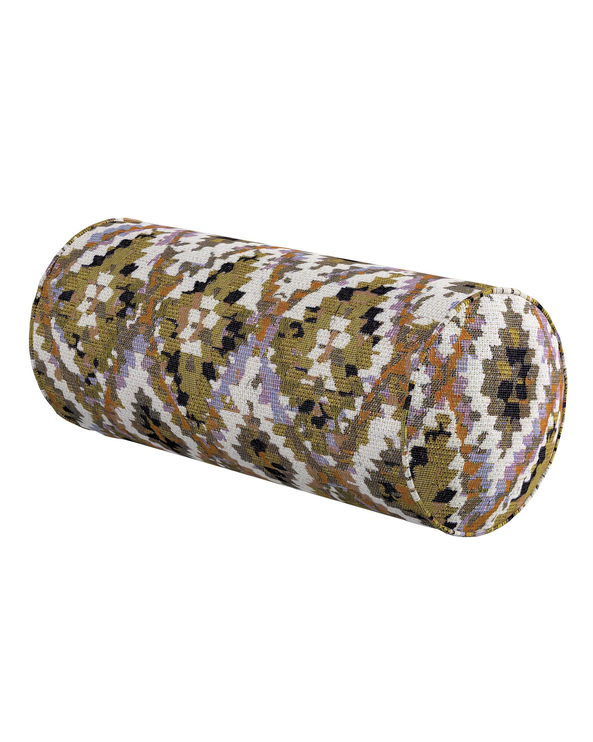 Simple bolster pillow colour multicolour fabric structured, patterned