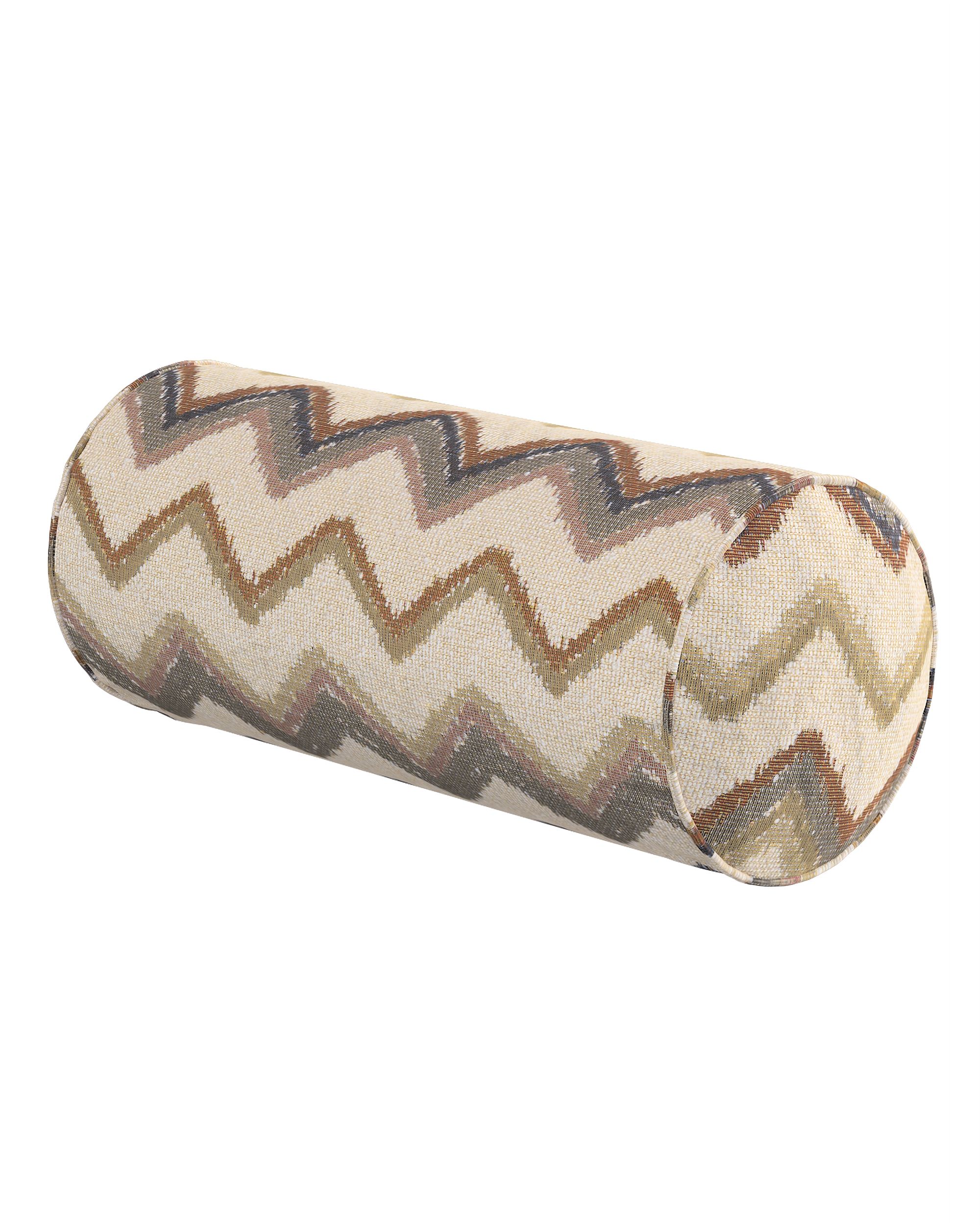 Simple bolster pillow colour beige fabric structured, patterned