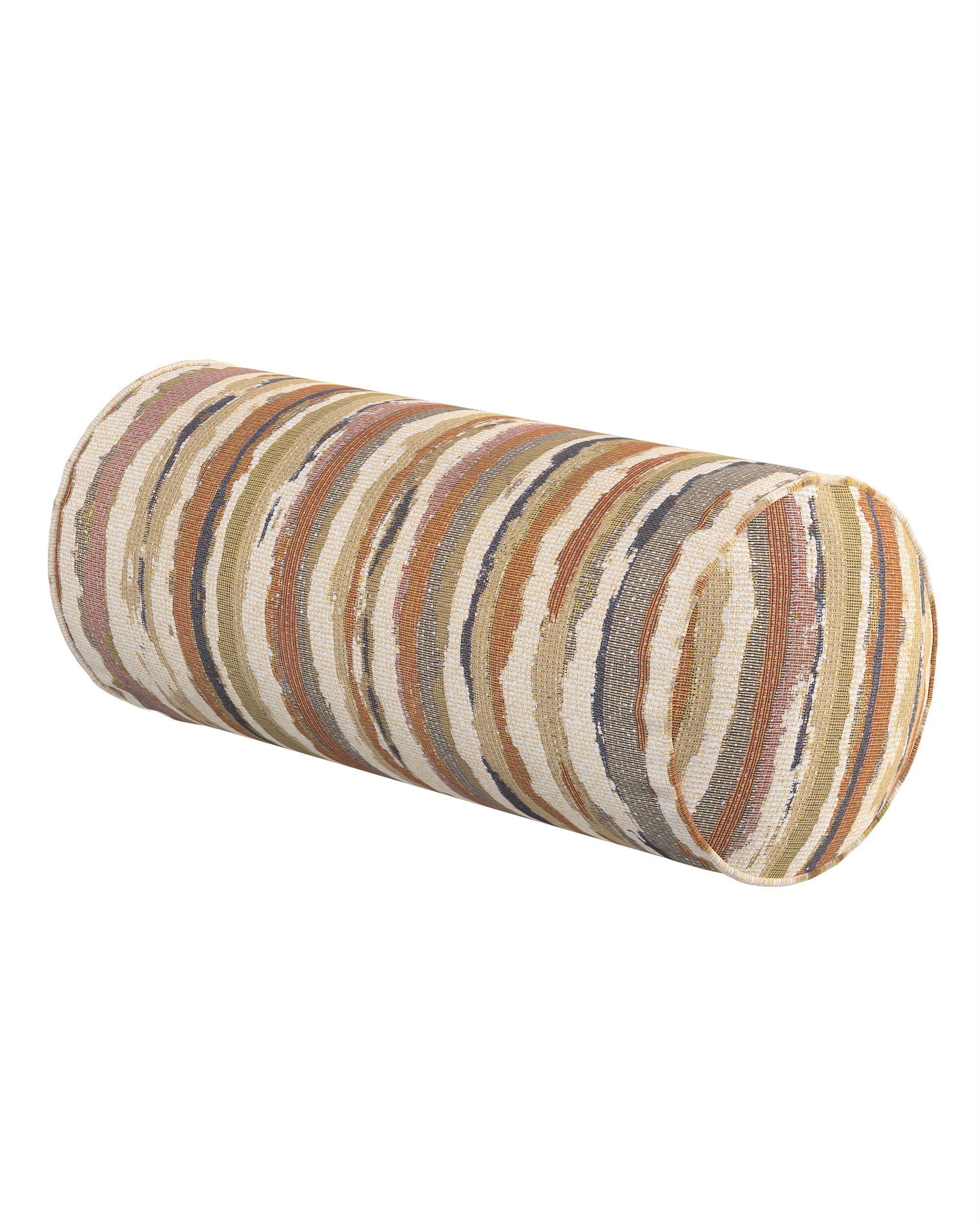 Simple bolster pillow colour beige fabric structured, patterned