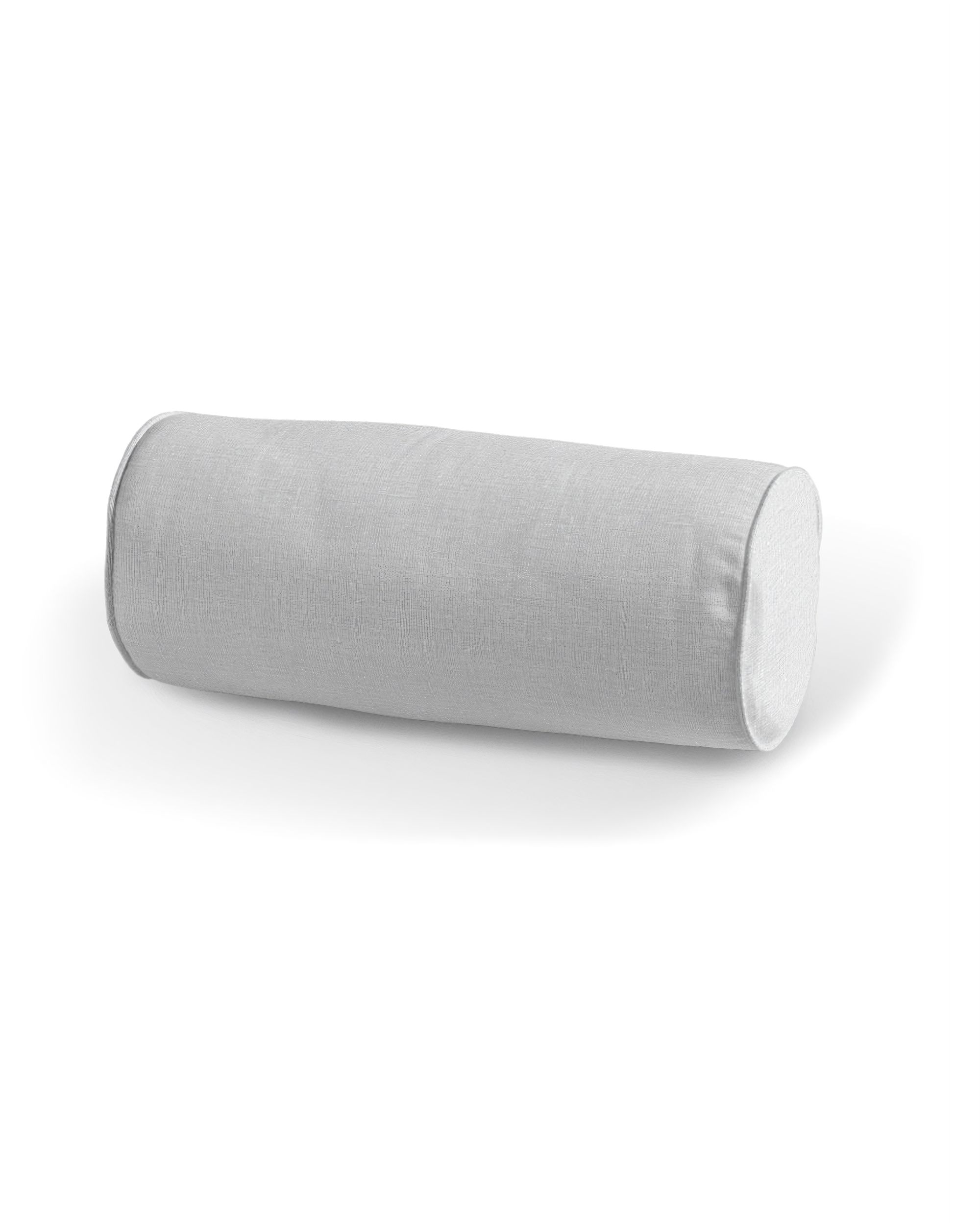 Simple bolster pillow colour white fabric semi-sheer, structured