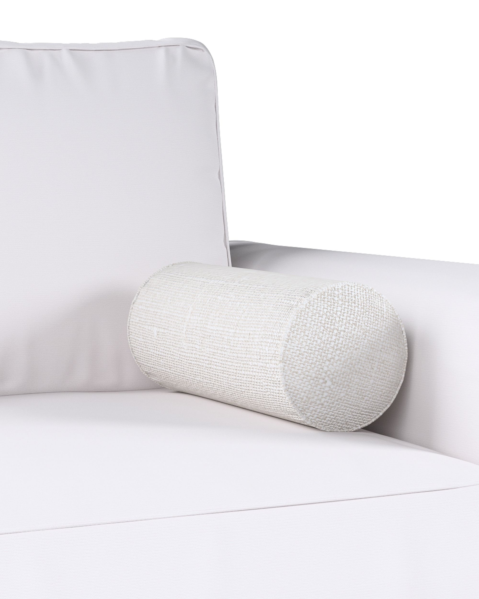 Simple bolster pillow colour white fabric semi-sheer, structured (hover)