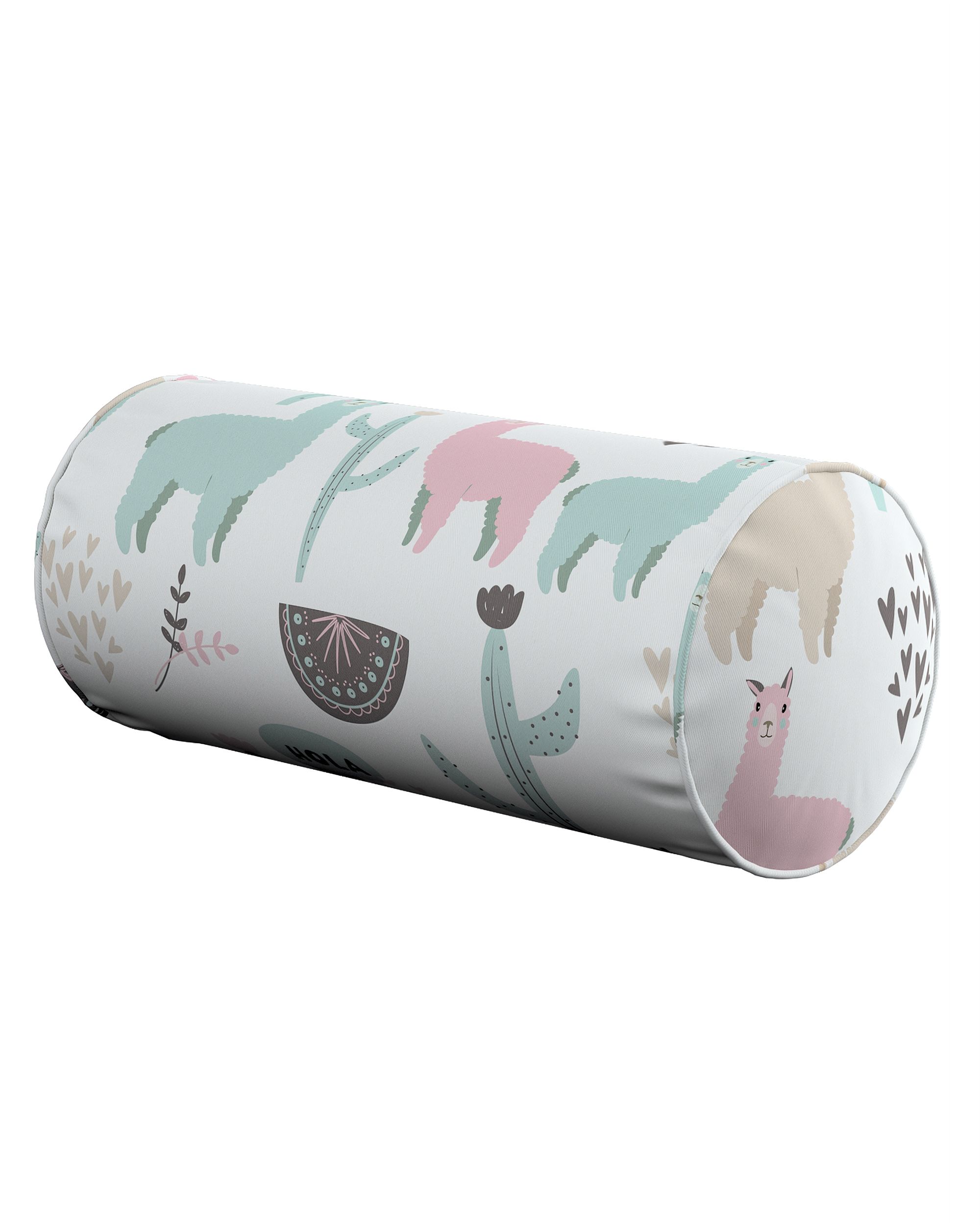 Simple bolster pillow colour green fabric patterned