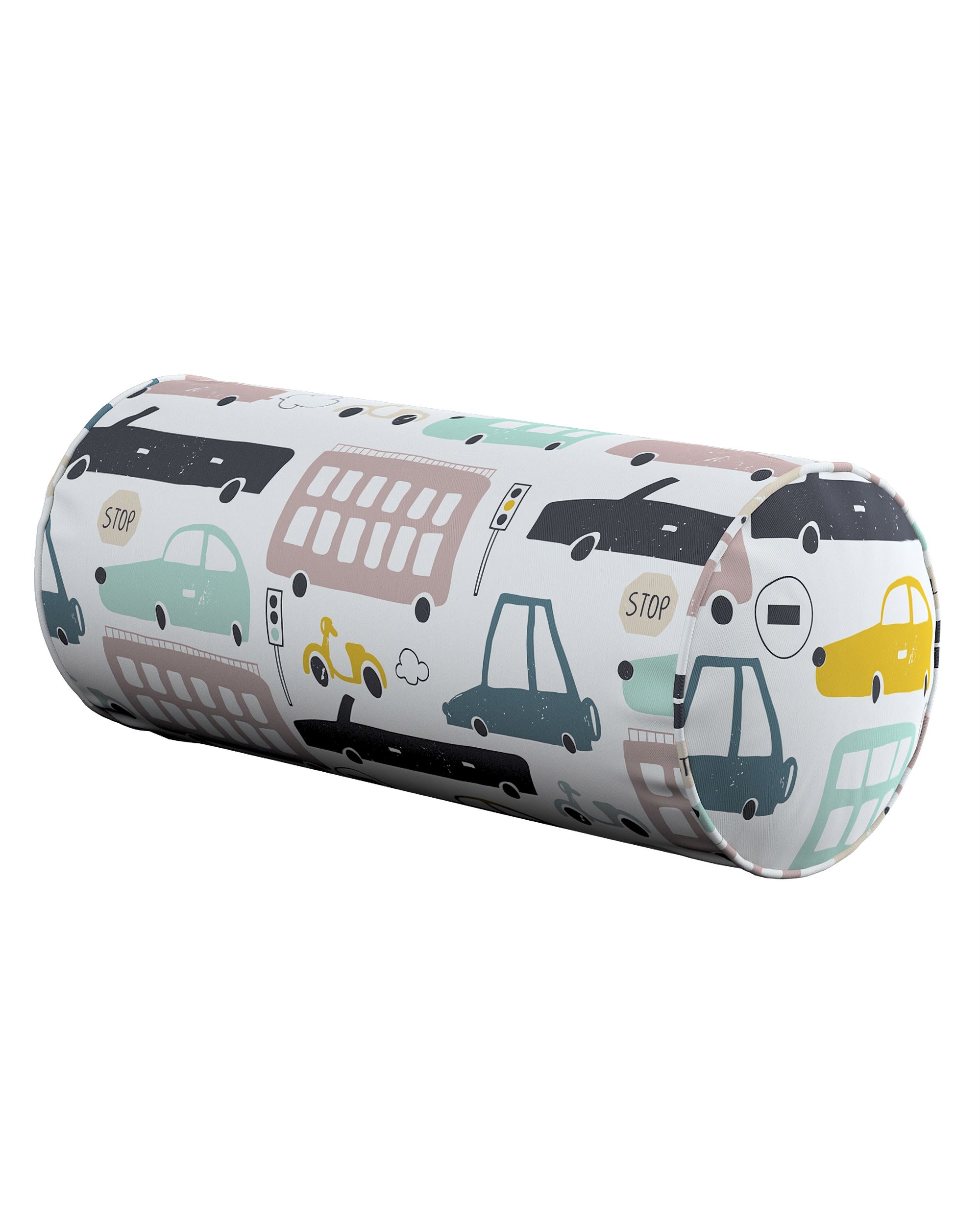 Simple bolster pillow colour beige fabric patterned