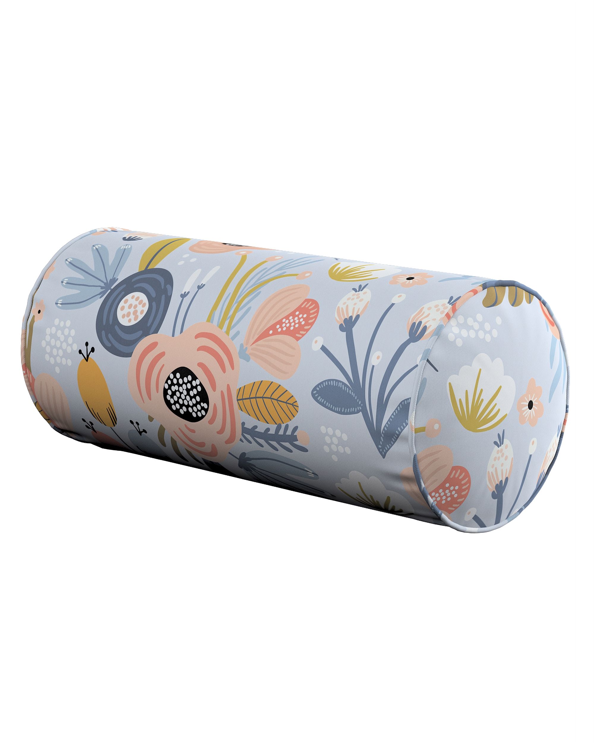 Simple bolster pillow colour blue fabric patterned