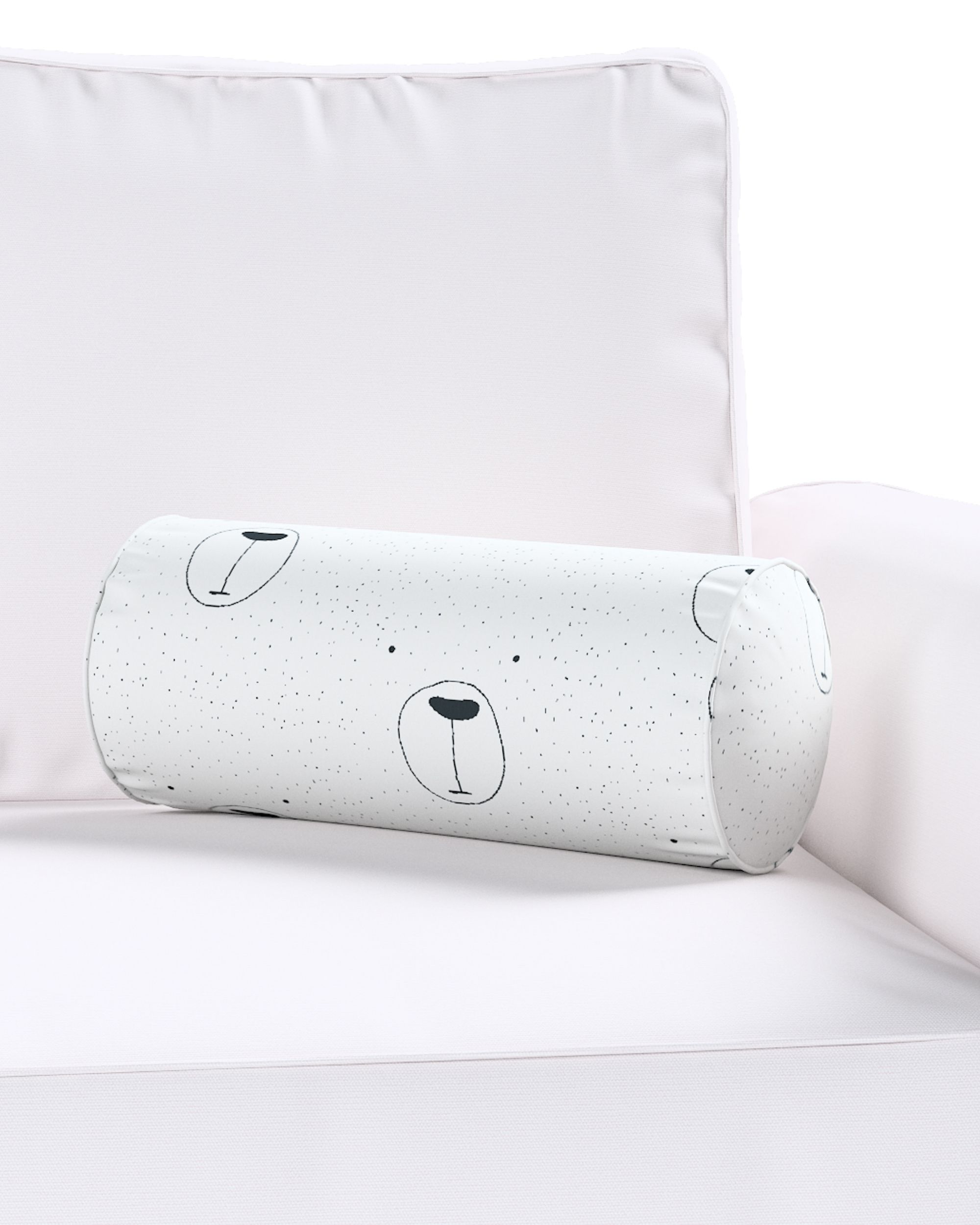 Simple bolster pillow colour white fabric patterned (hover)
