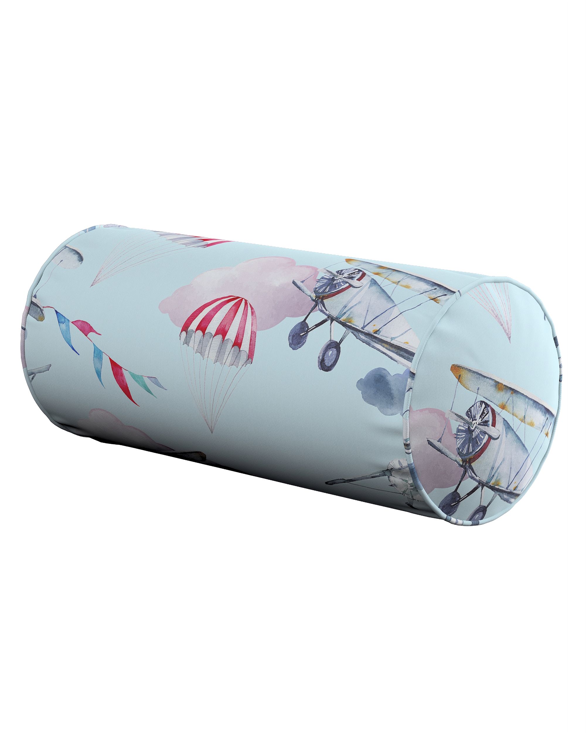 Simple bolster pillow colour blue fabric patterned