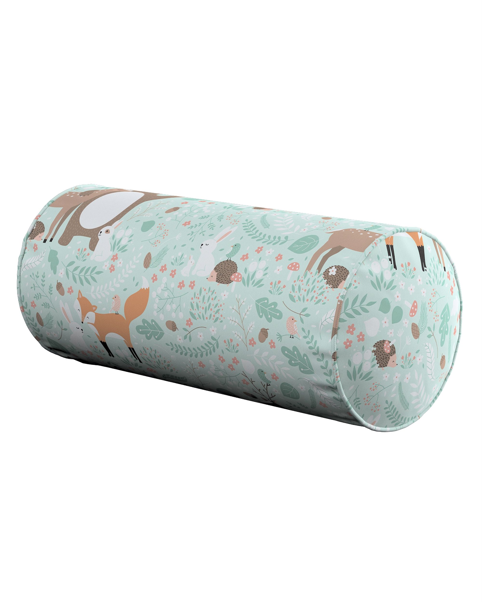 Simple bolster pillow colour green fabric patterned