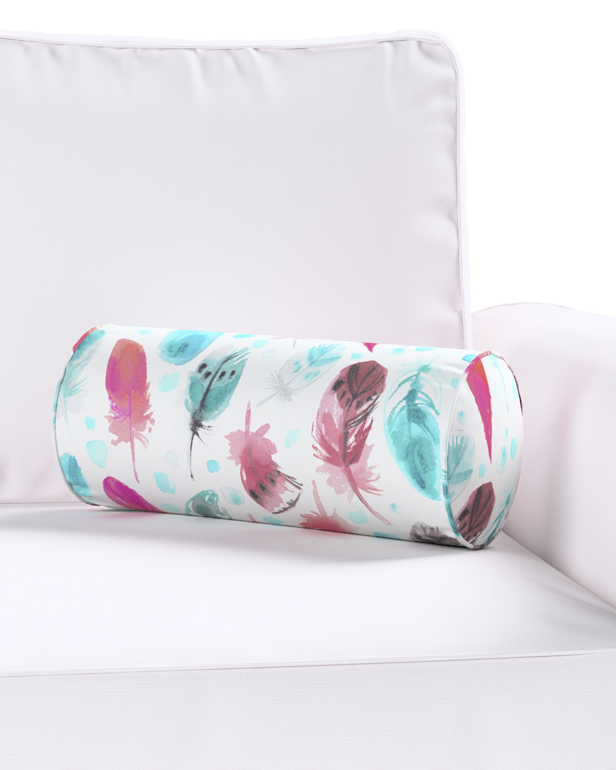Simple bolster pillow colour blue fabric patterned (hover)