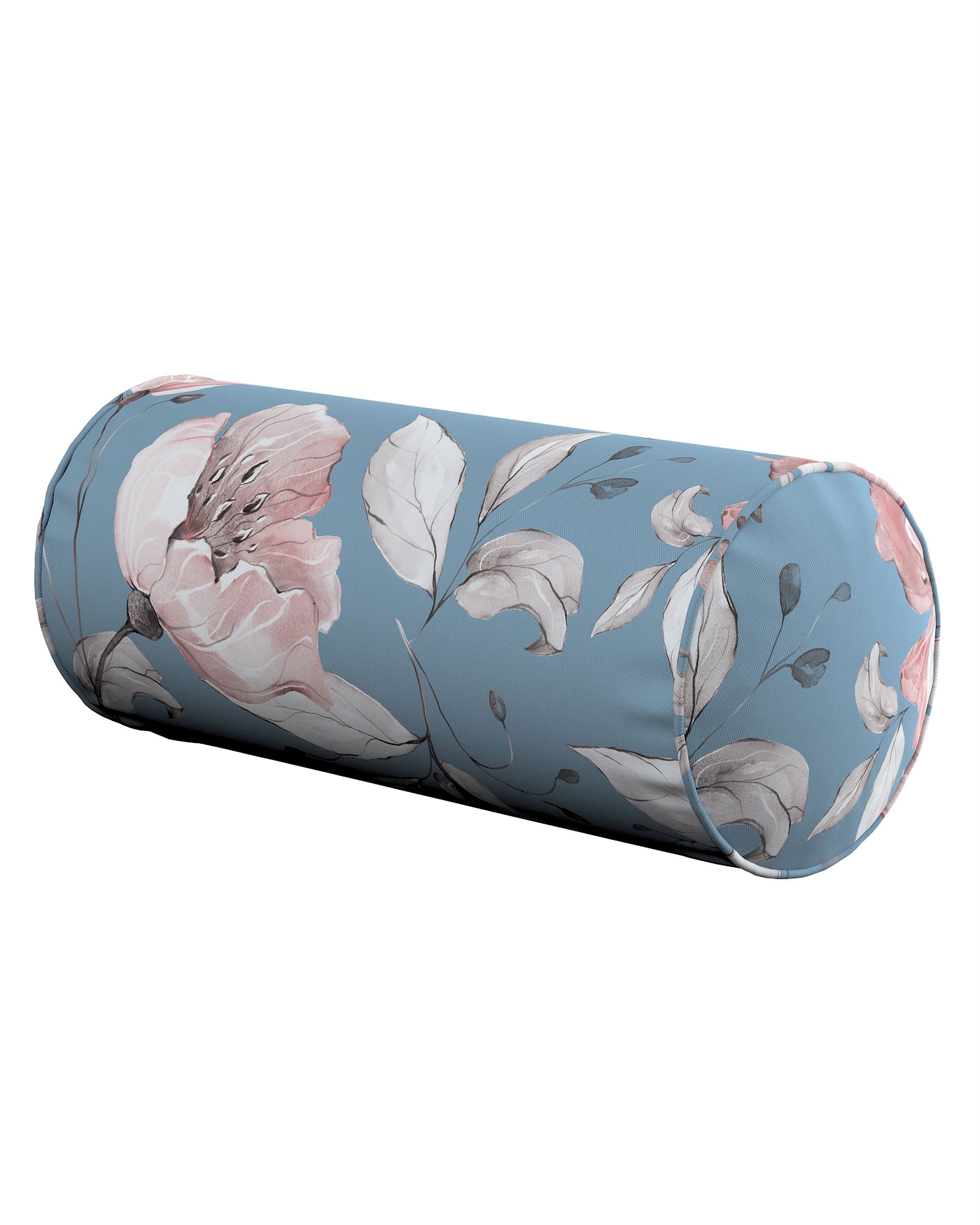 Simple bolster pillow colour blue fabric patterned
