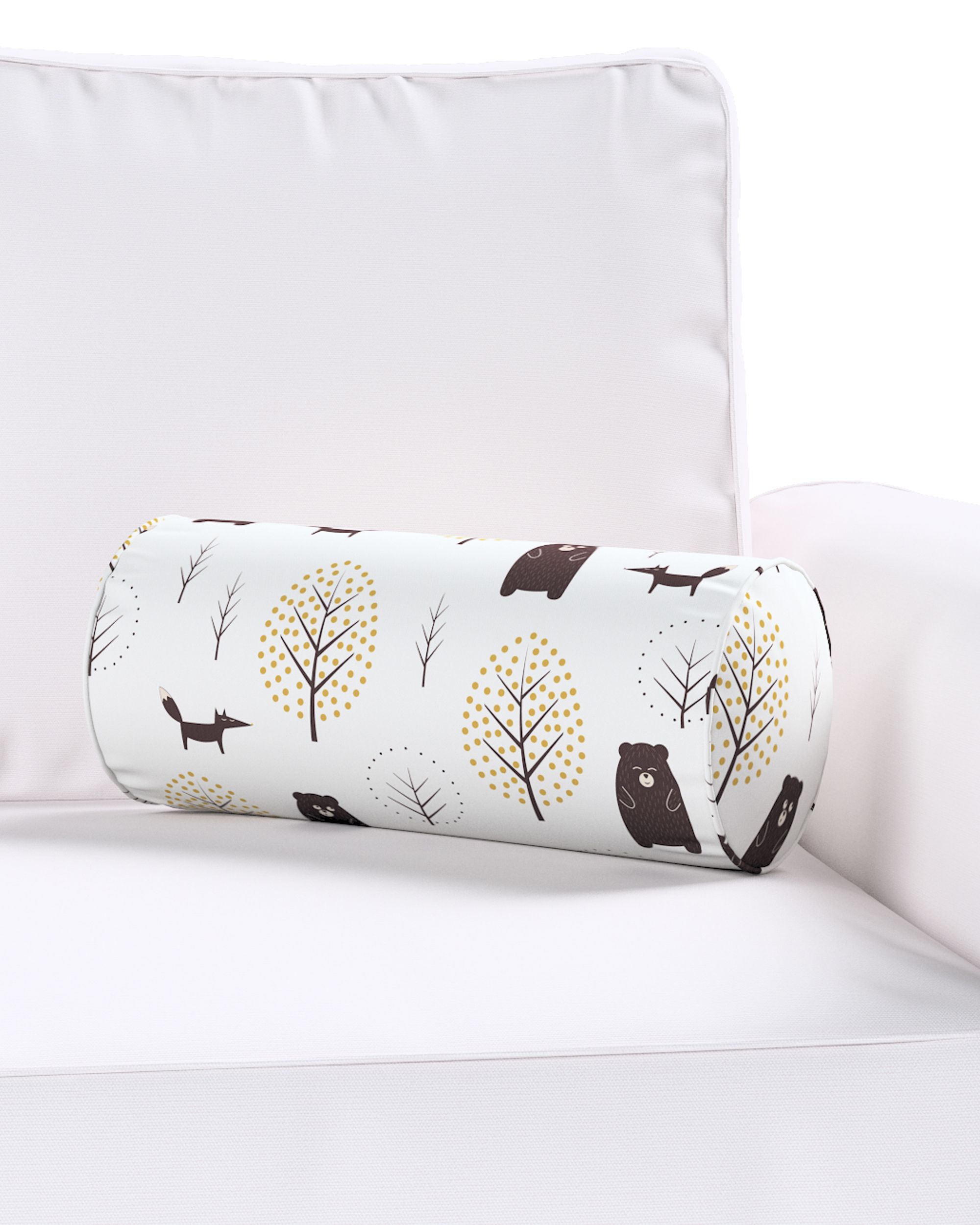 Simple bolster pillow colour brown fabric patterned (hover)