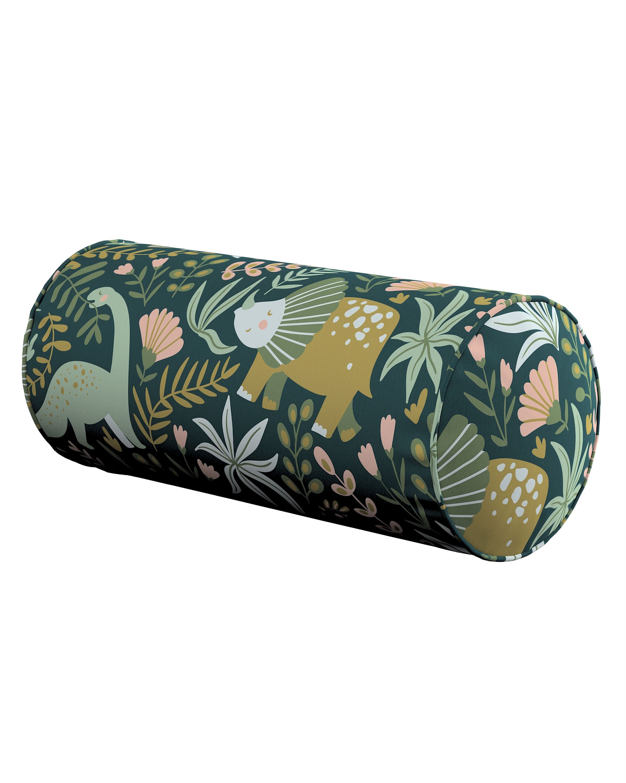 Simple bolster pillow colour green fabric patterned