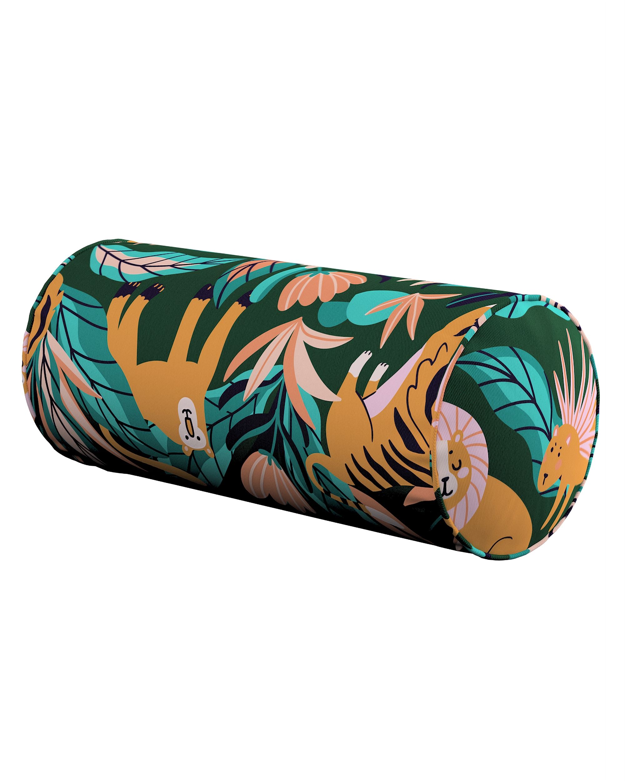 Simple bolster pillow colour orange fabric patterned