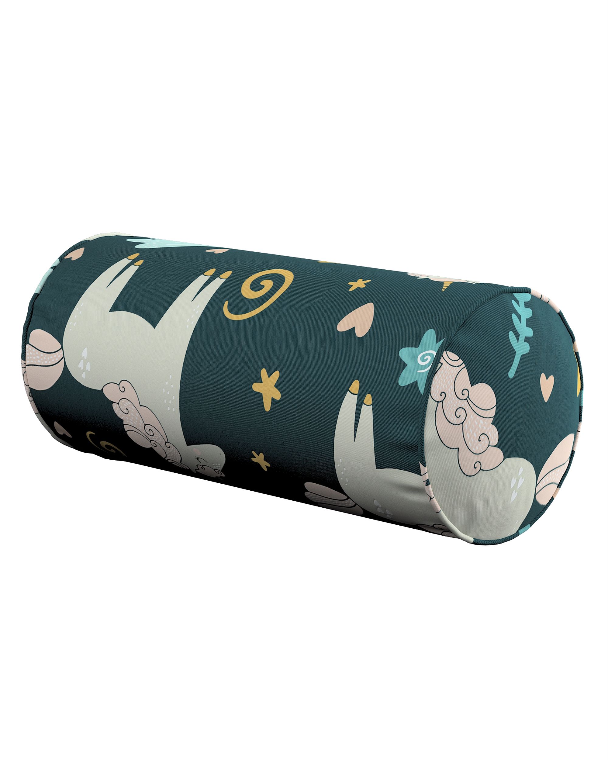 Simple bolster pillow colour brown fabric patterned