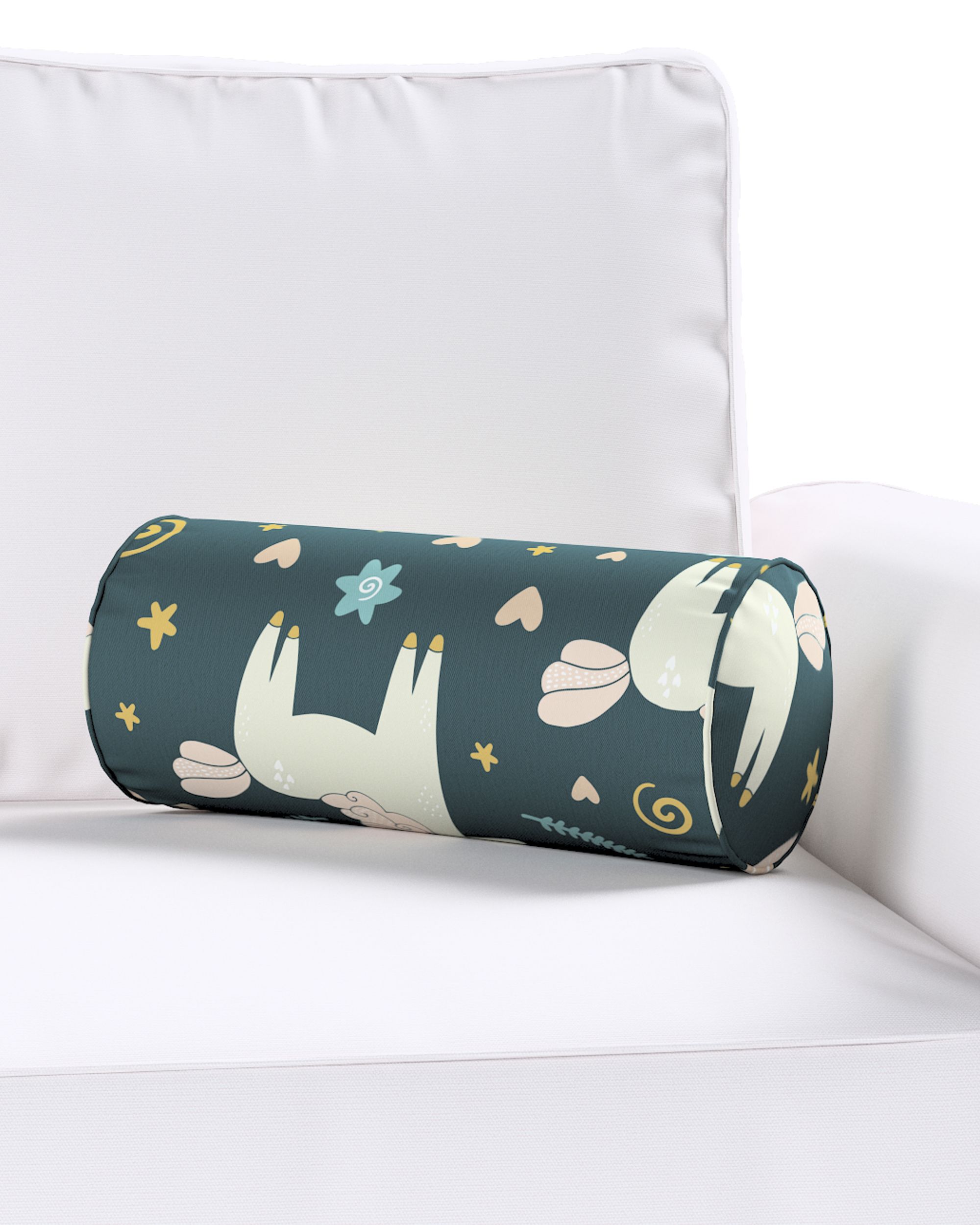 Simple bolster pillow colour brown fabric patterned (hover)