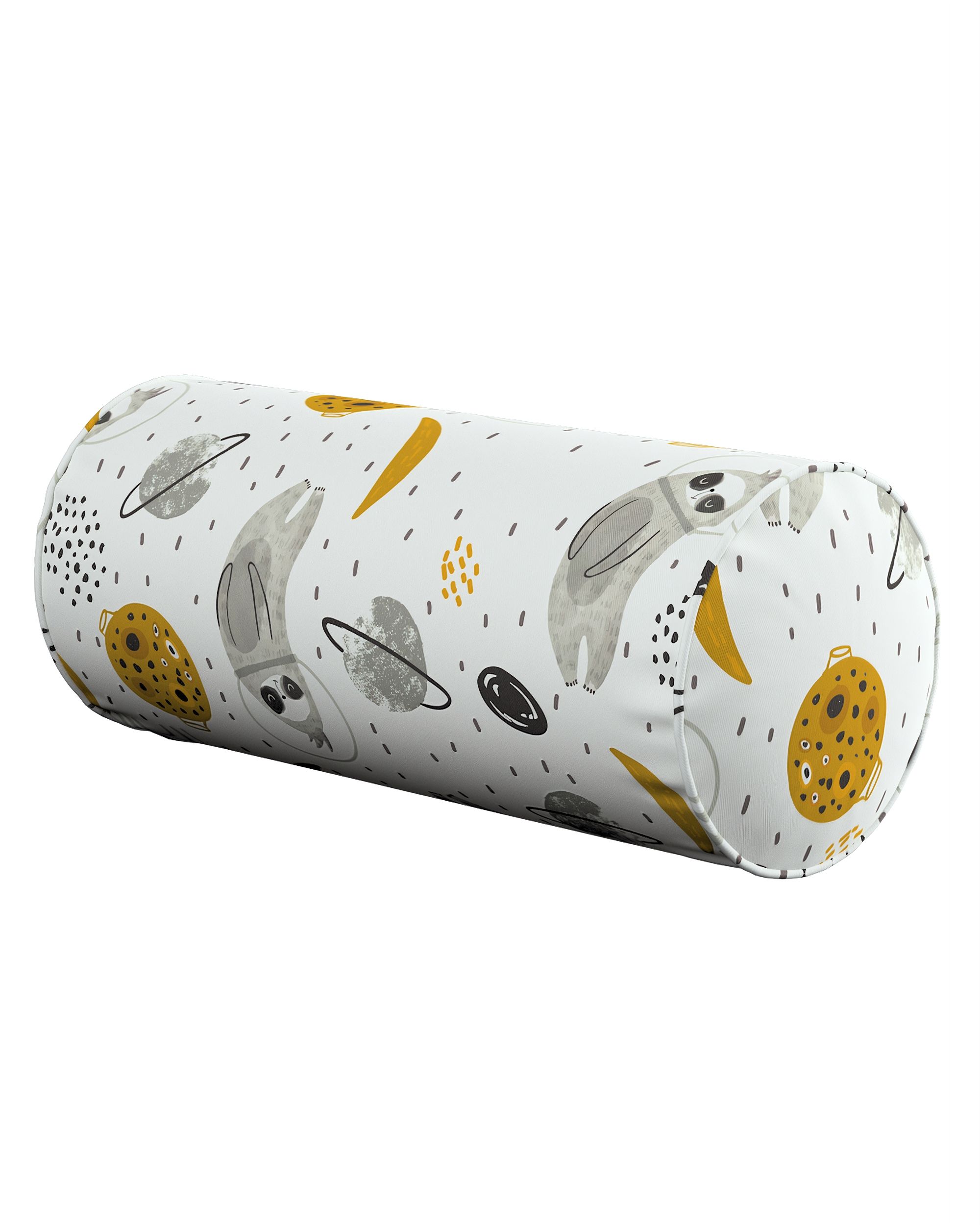 Simple bolster pillow colour white fabric patterned