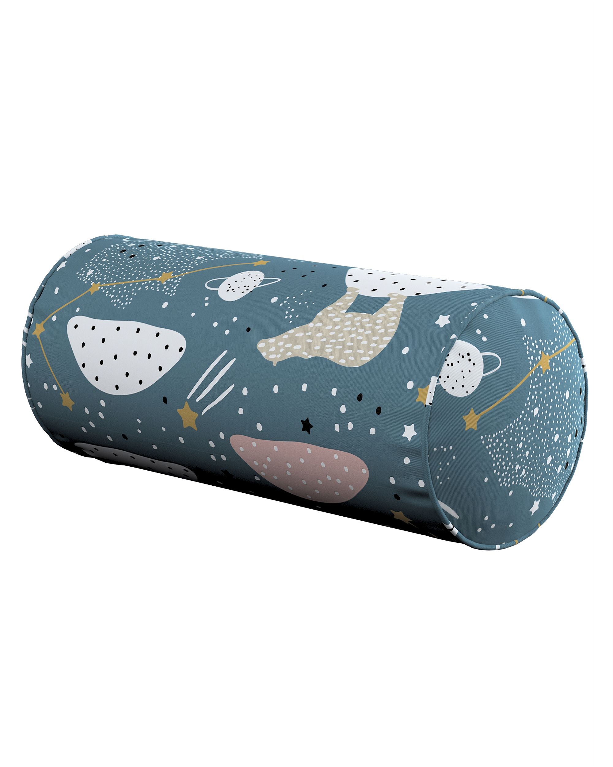 Simple bolster pillow colour blue fabric patterned