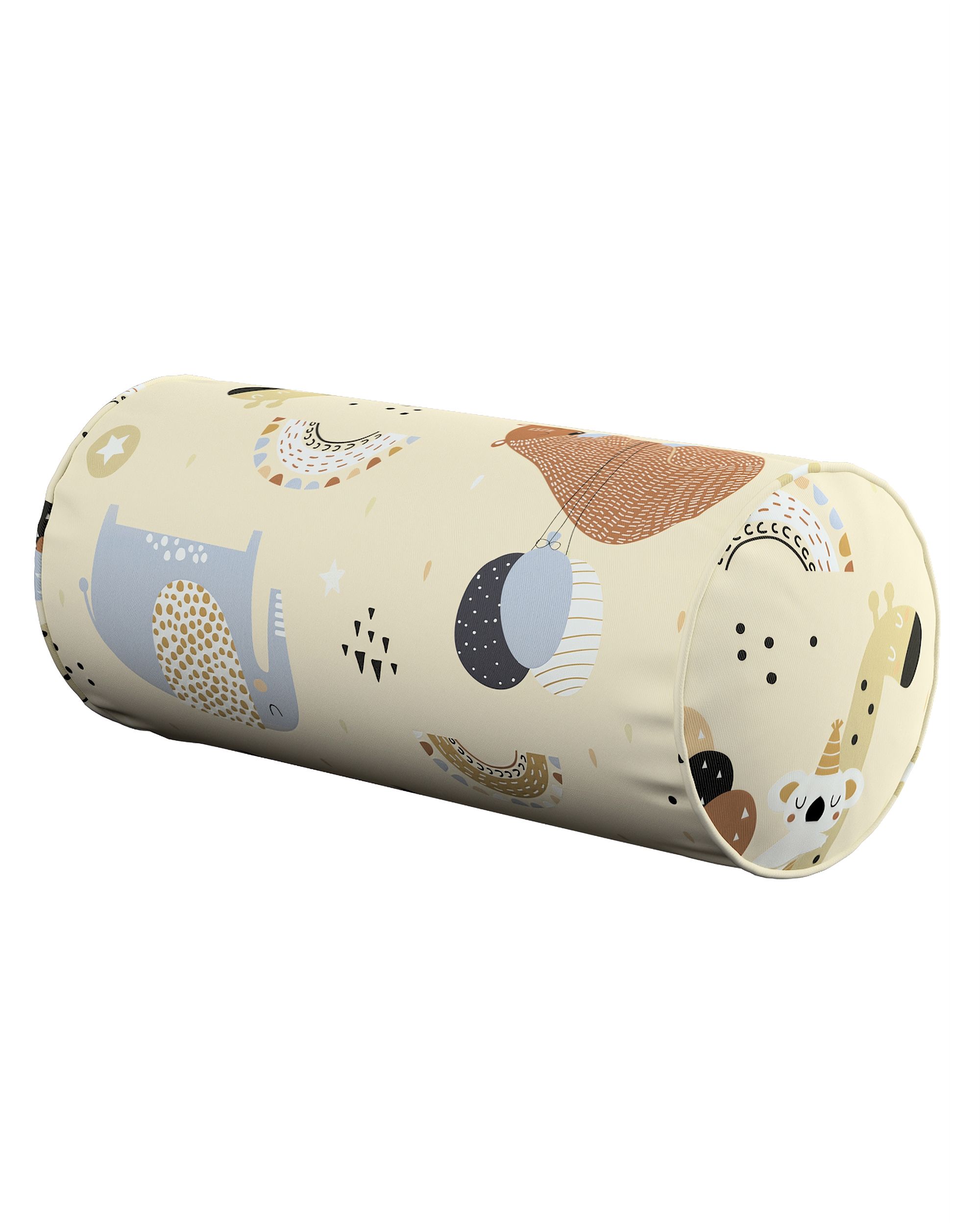 Simple bolster pillow colour beige fabric patterned