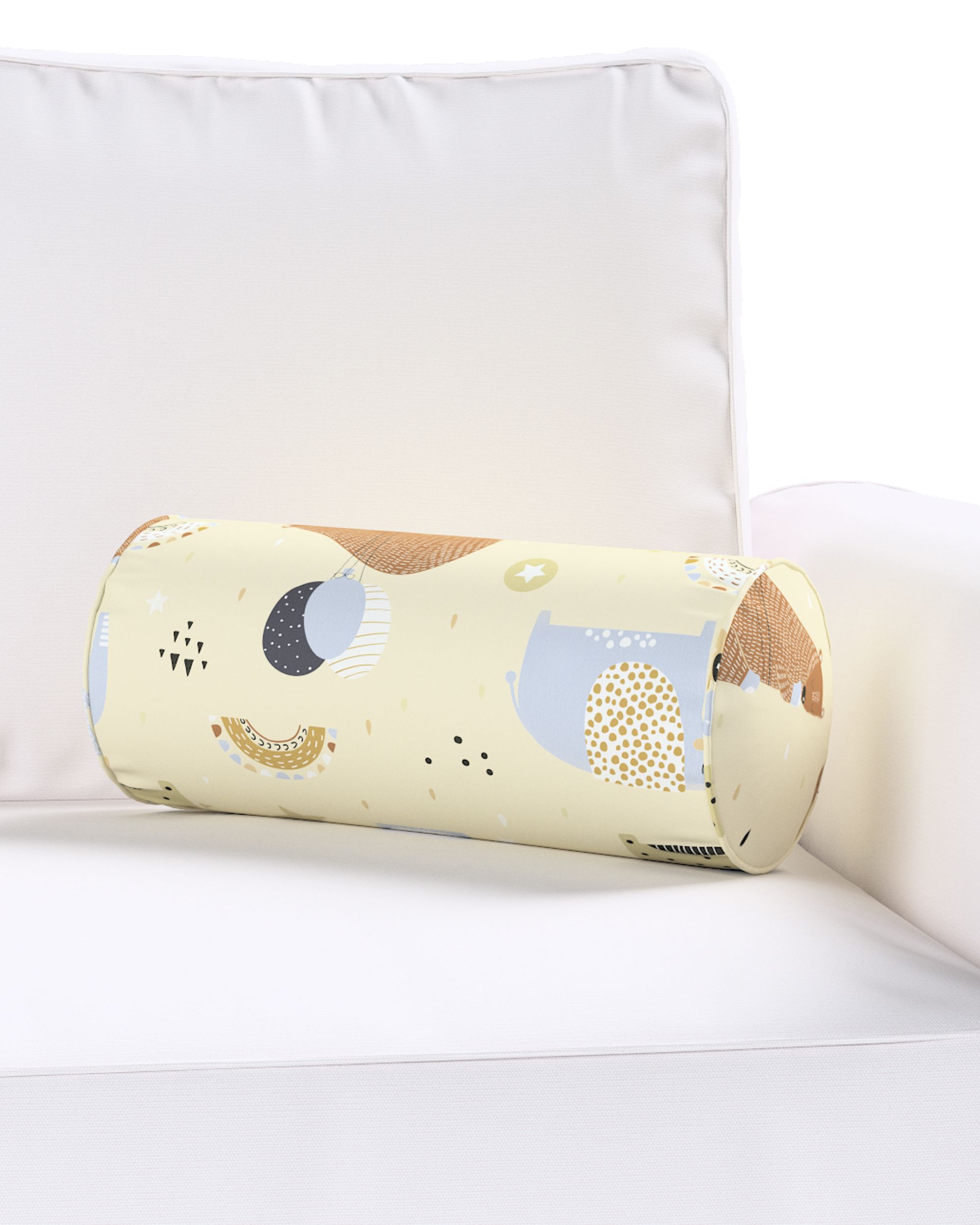 Simple bolster pillow colour beige fabric patterned (hover)