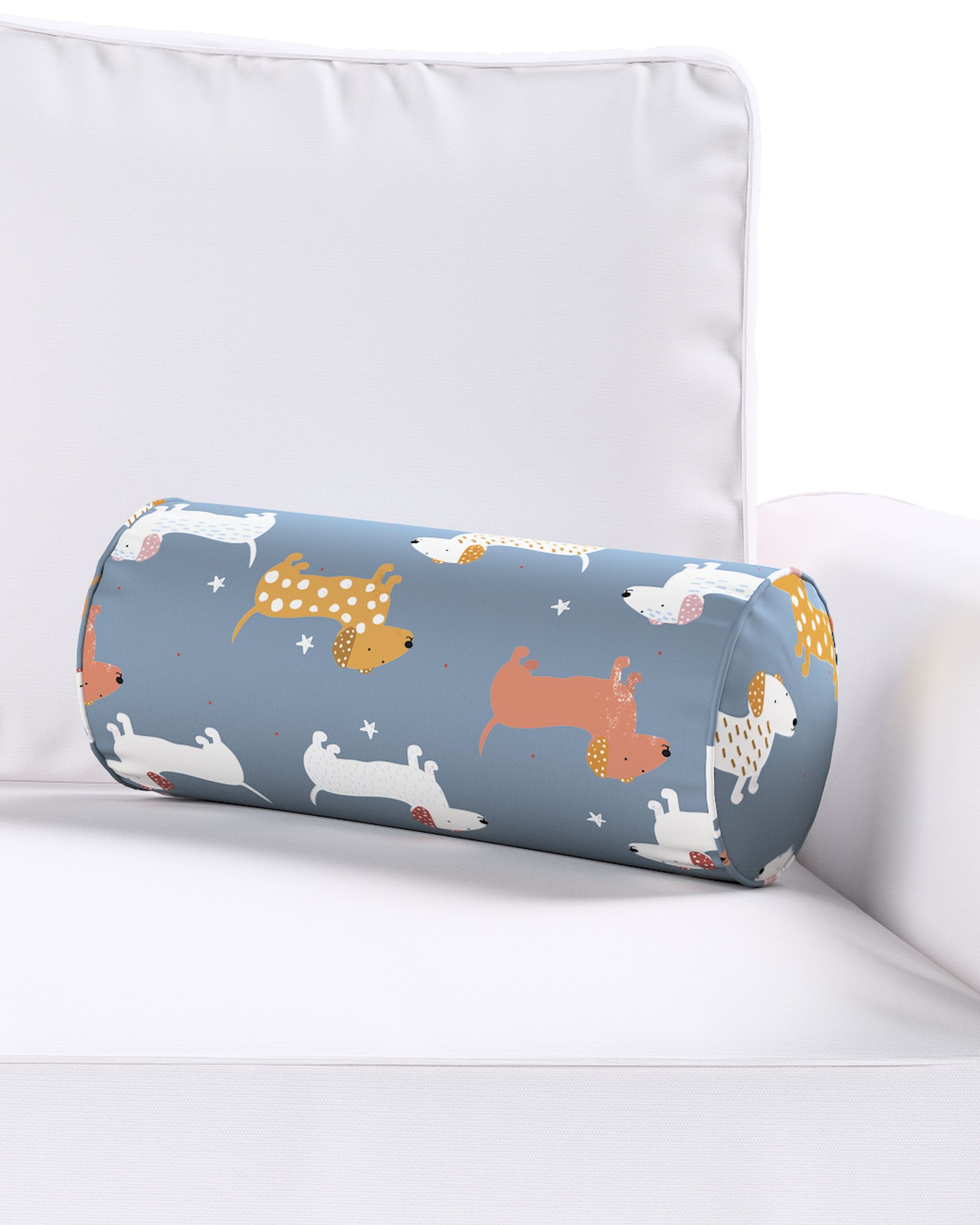 Simple bolster pillow colour blue fabric patterned (hover)