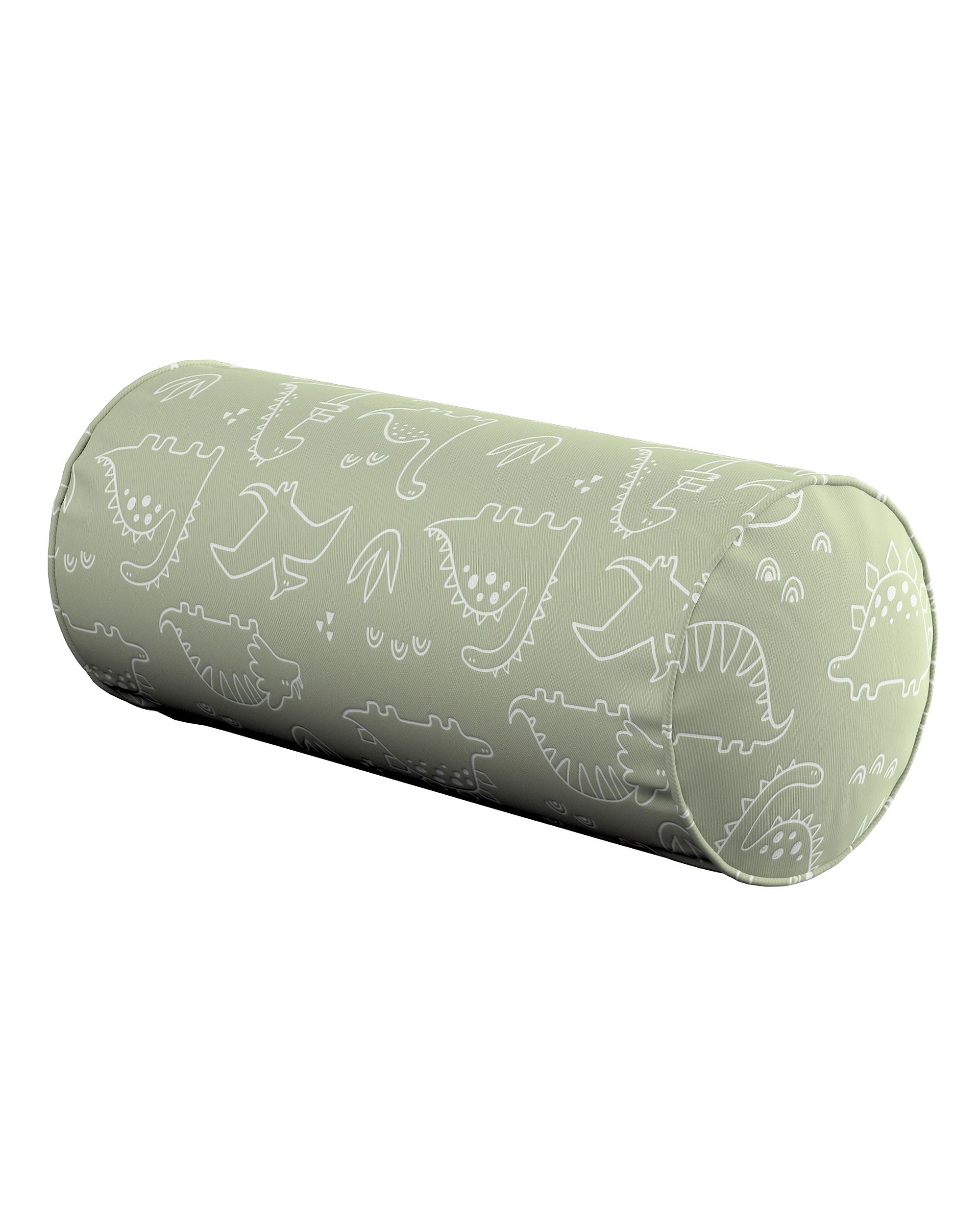 Simple bolster pillow colour green fabric patterned