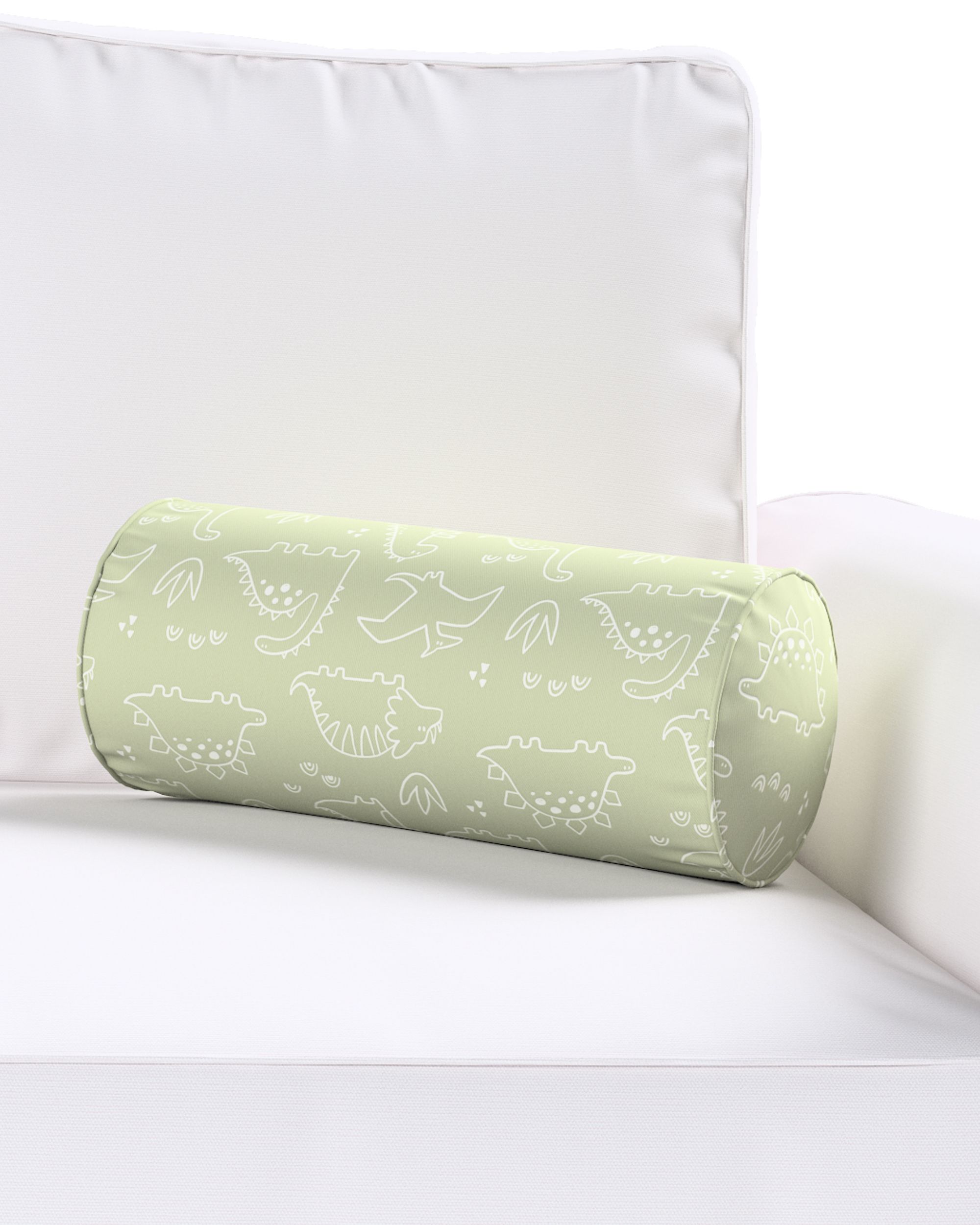 Simple bolster pillow colour green fabric patterned (hover)
