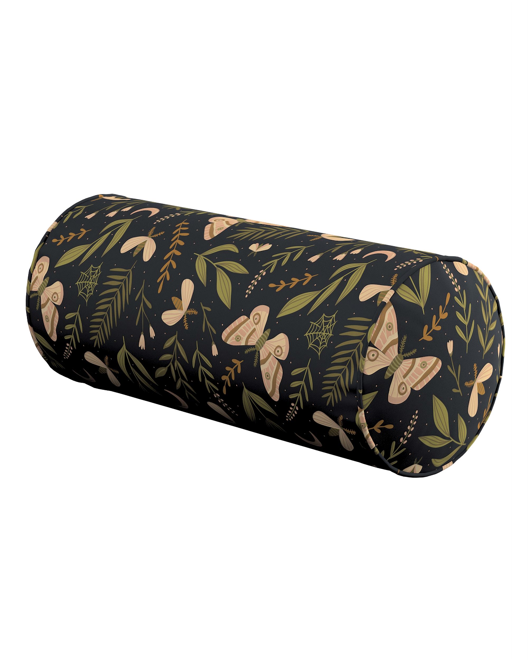 Simple bolster pillow colour black fabric patterned