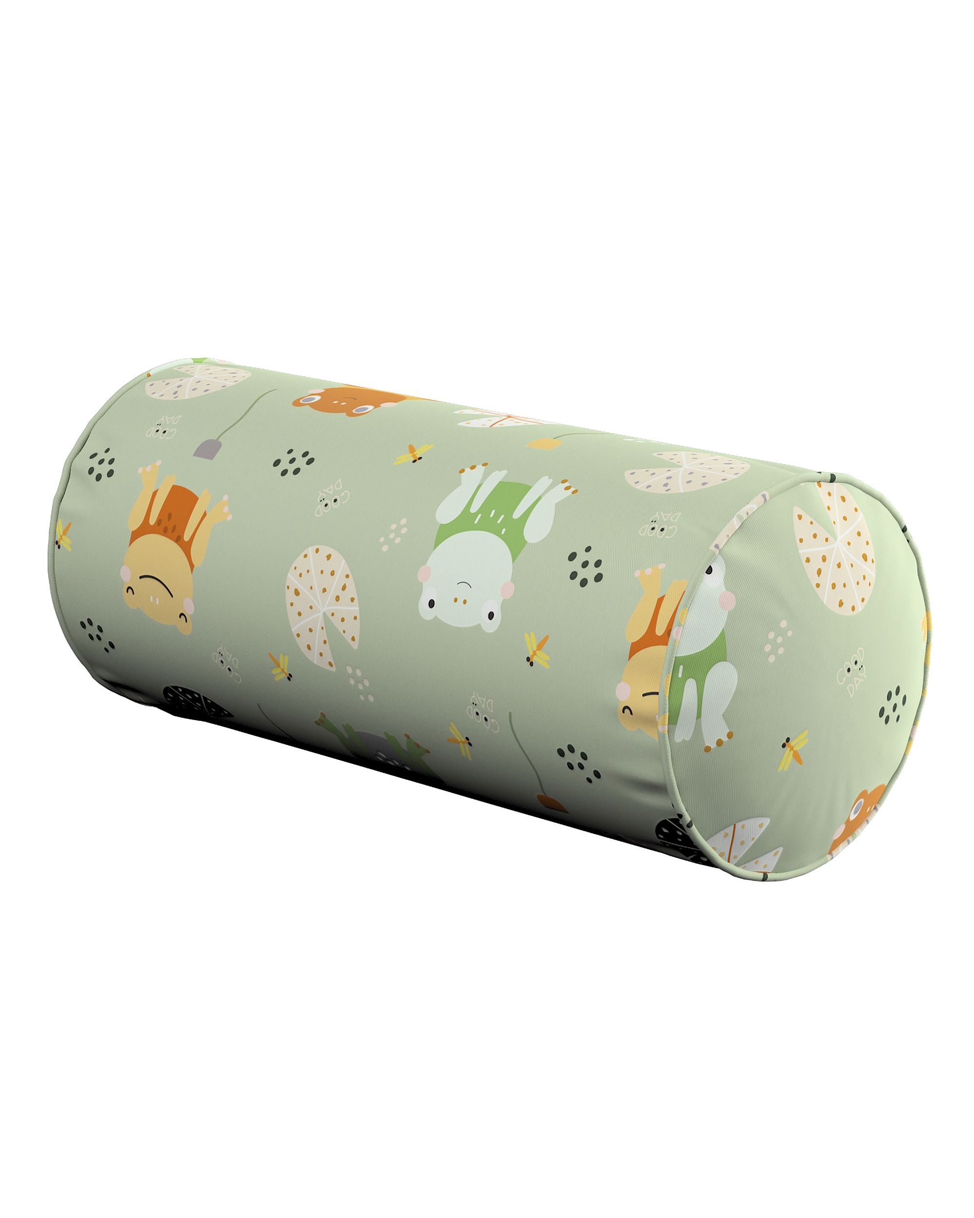Simple bolster pillow colour green fabric patterned