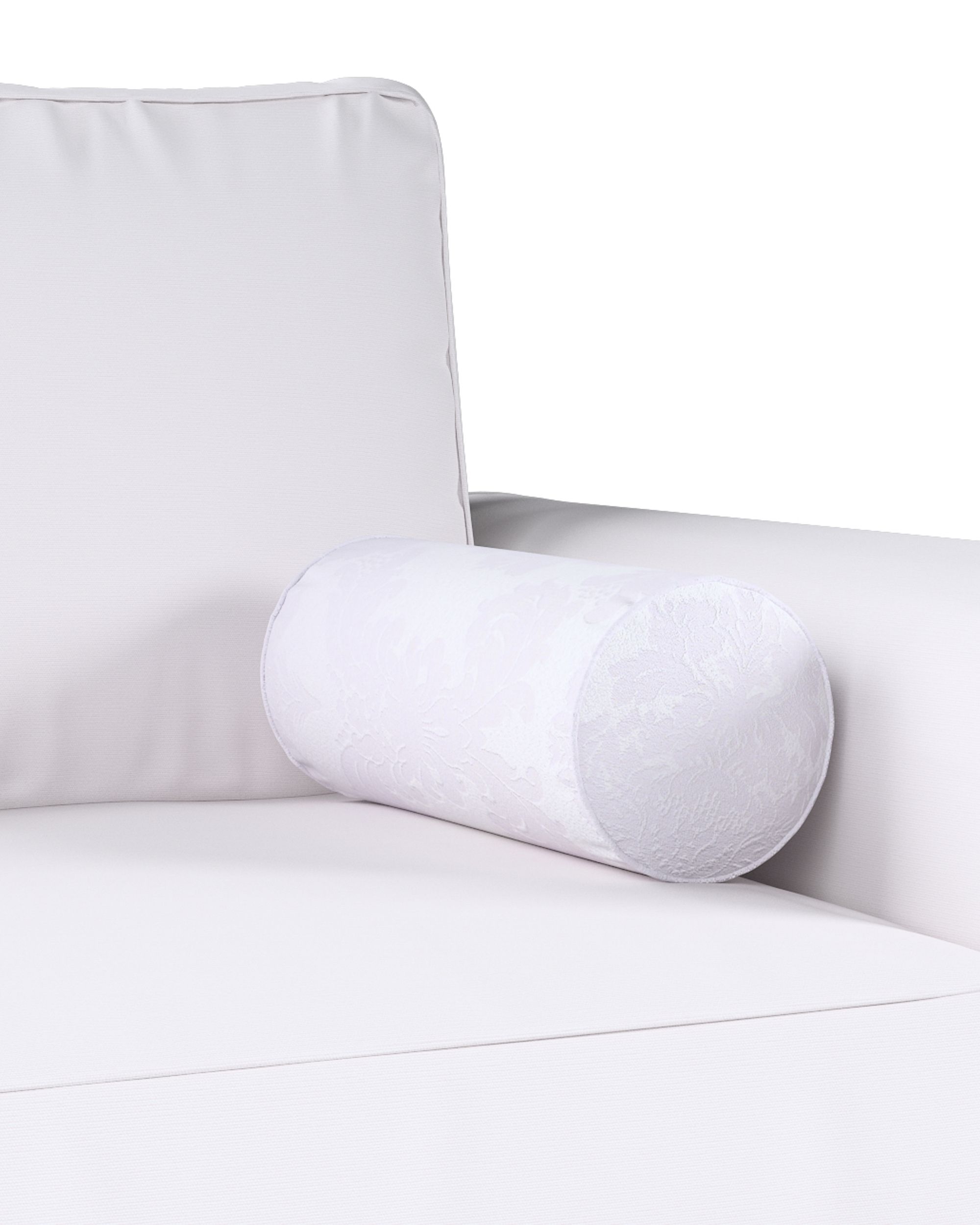 Simple bolster pillow colour white fabric gloss, structured, patterned (hover)