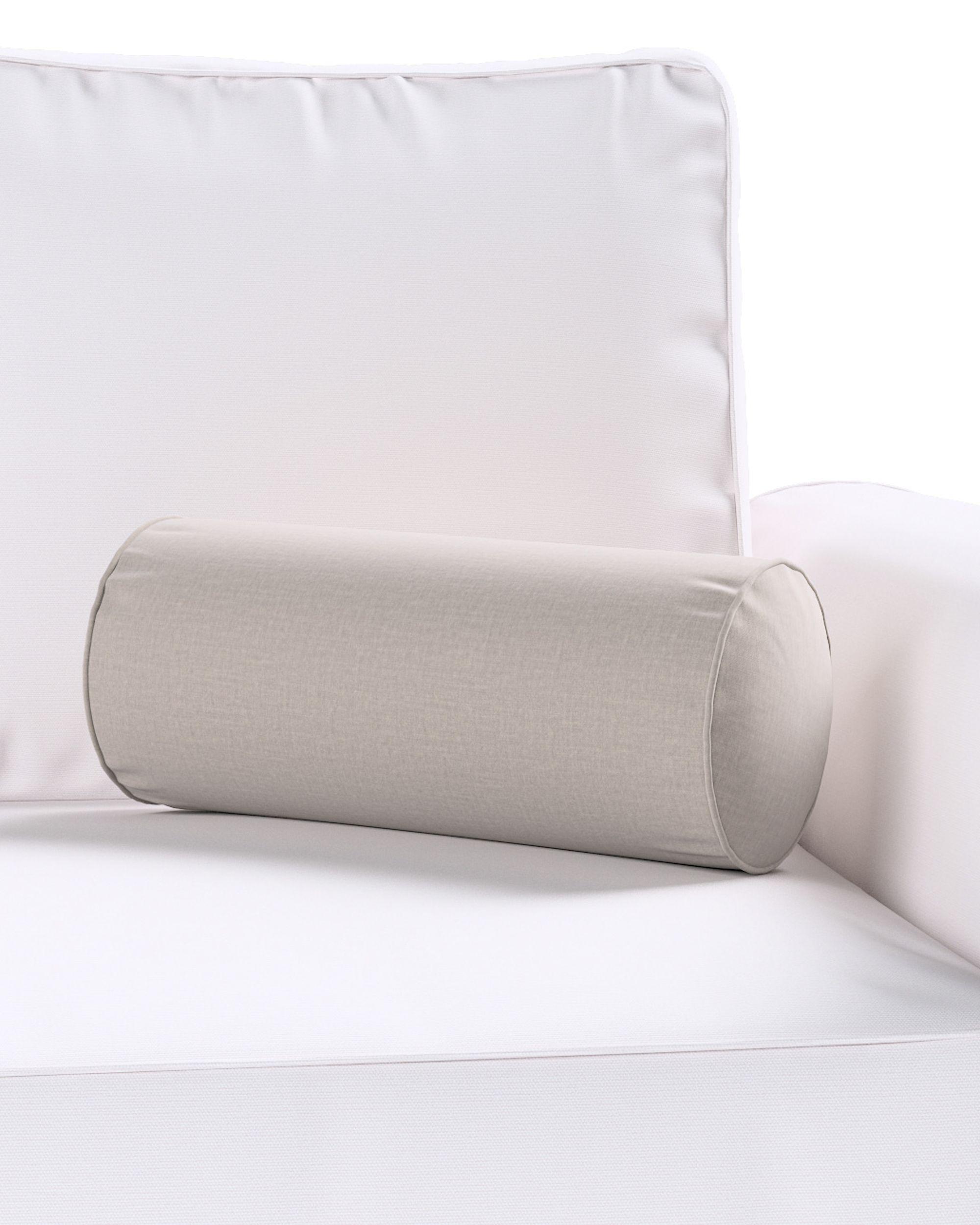 Simple bolster pillow colour beige fabric velvet (hover)