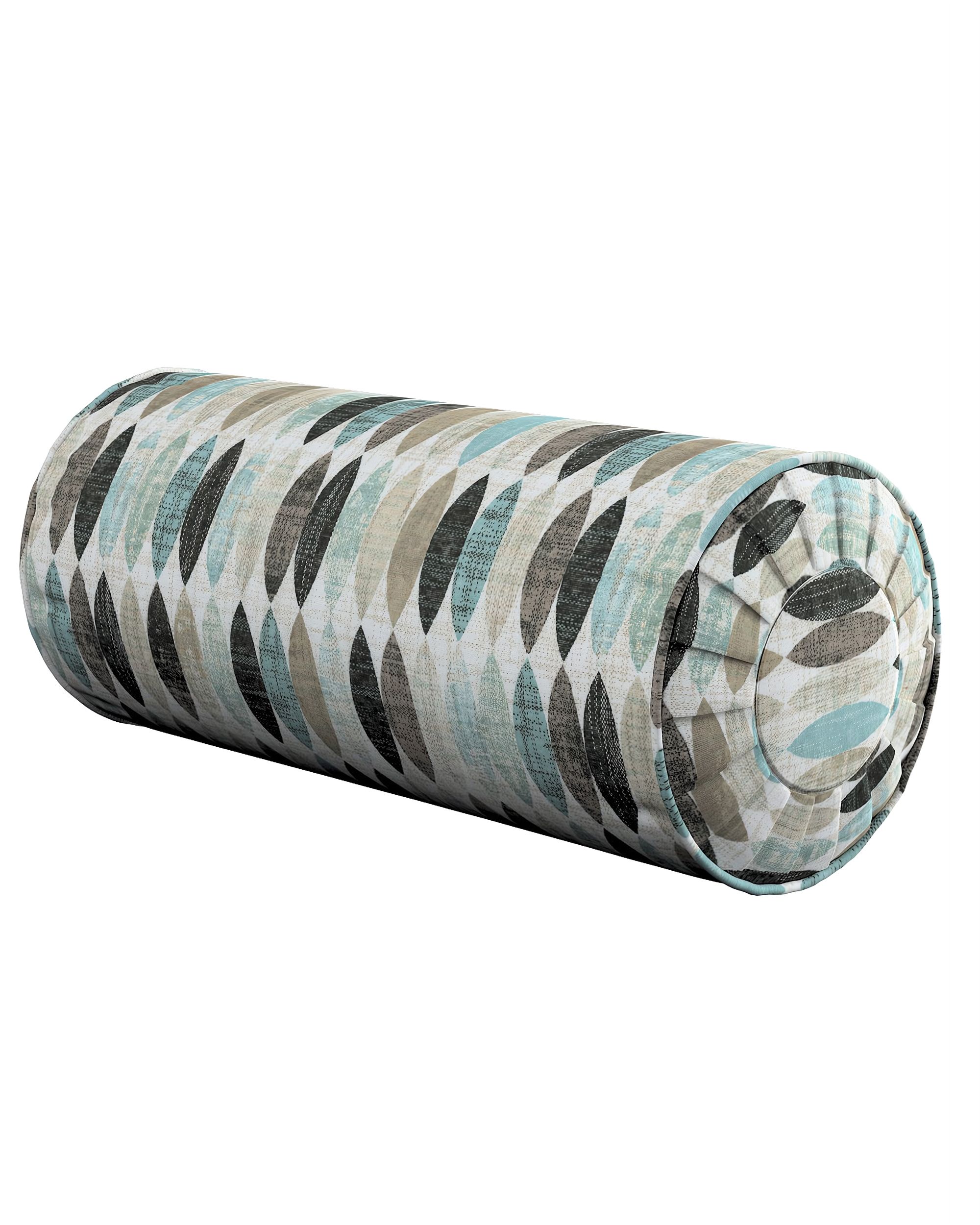 Bolster pillow with pleats colour beige fabric patterned