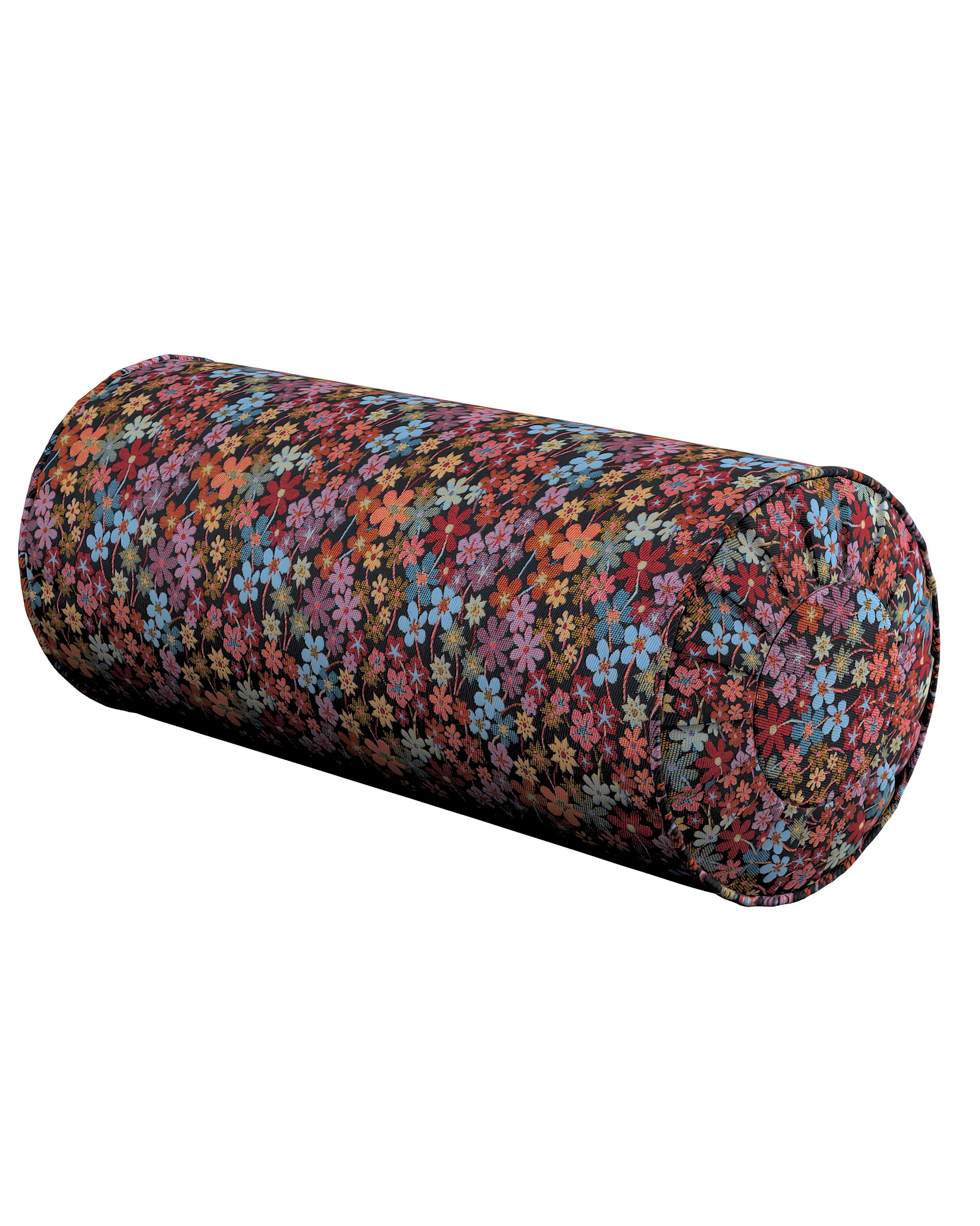 Bolster pillow with pleats colour multicolour fabric structured, patterned