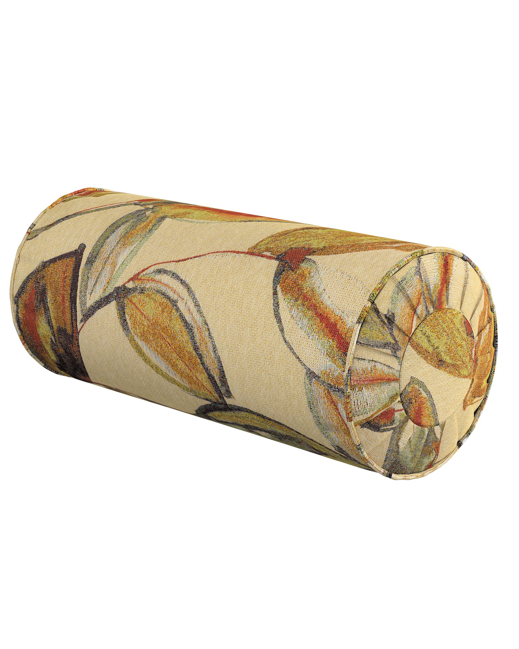 Bolster pillow with pleats colour beige fabric structured, patterned