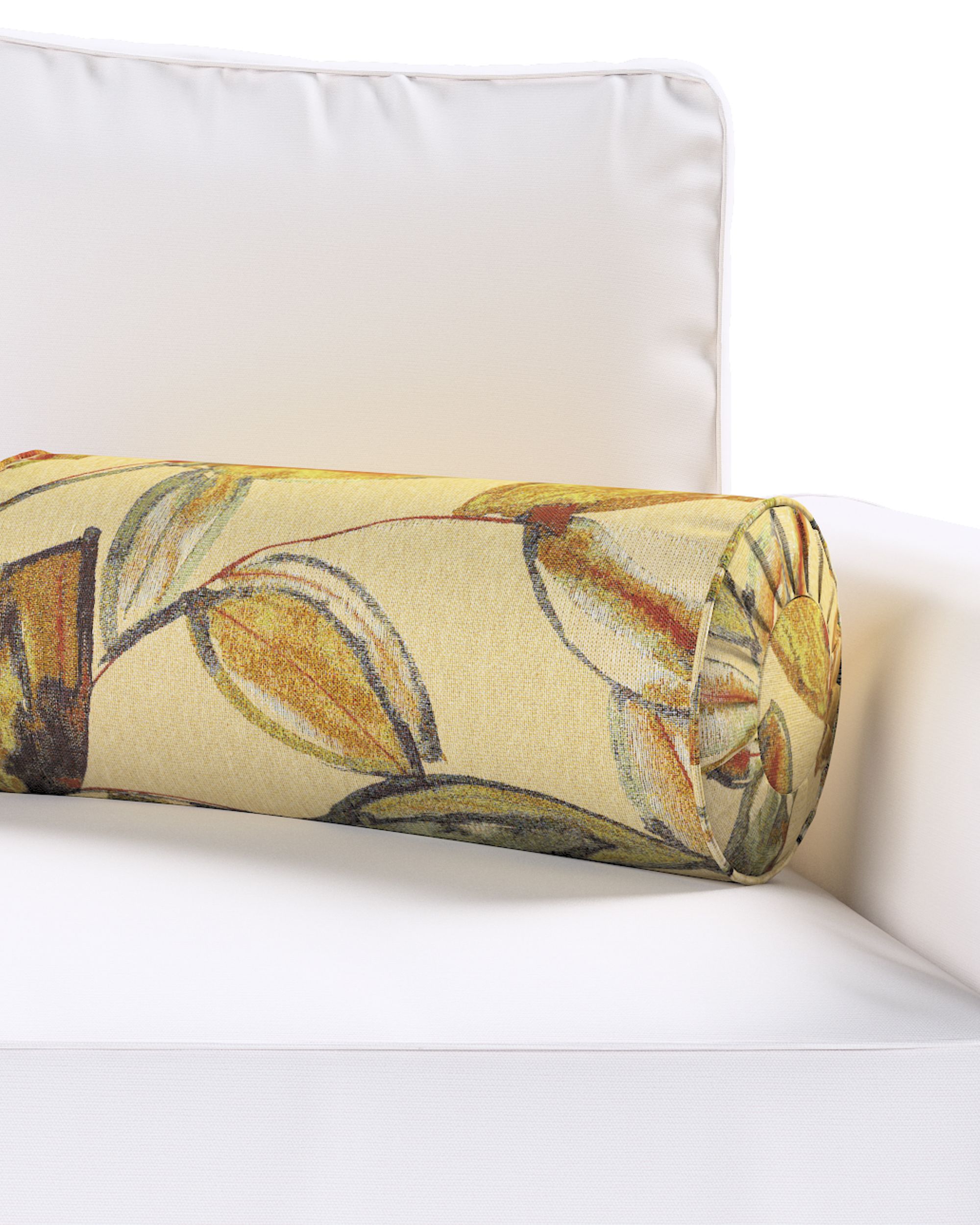 Bolster pillow with pleats colour beige fabric structured, patterned (hover)