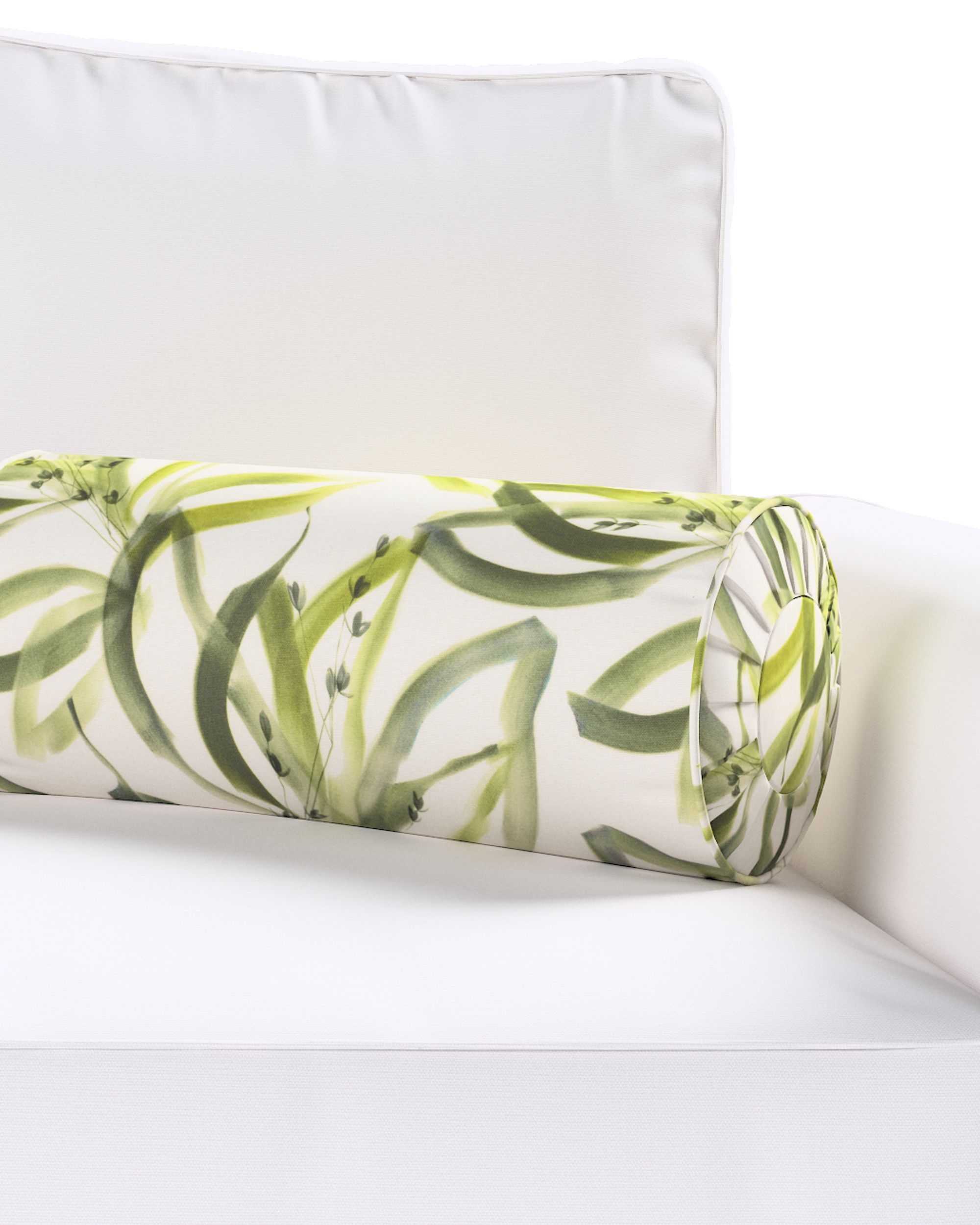 Bolster pillow with pleats colour green fabric patterned (hover)