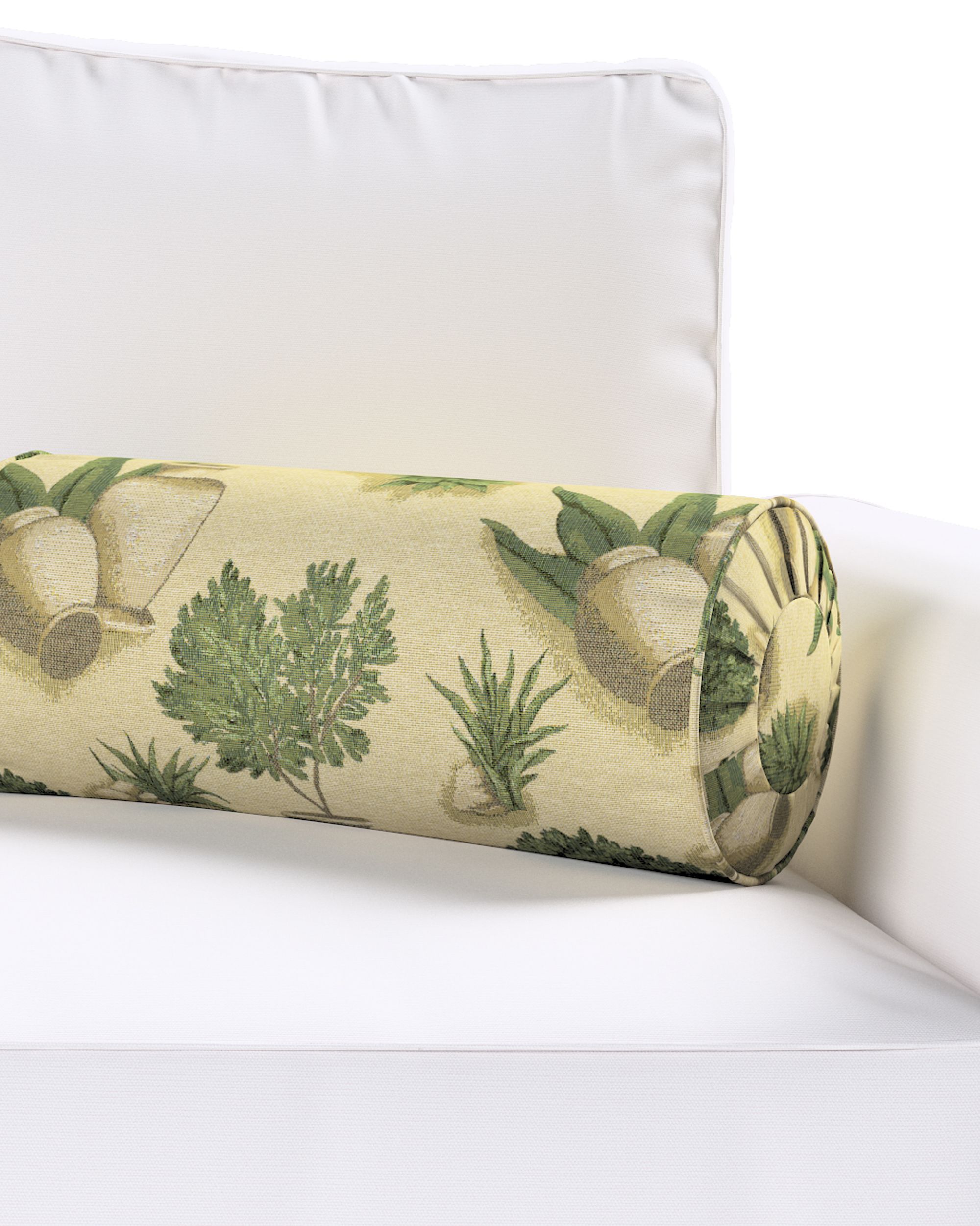 Bolster pillow with pleats colour beige fabric structured, patterned (hover)