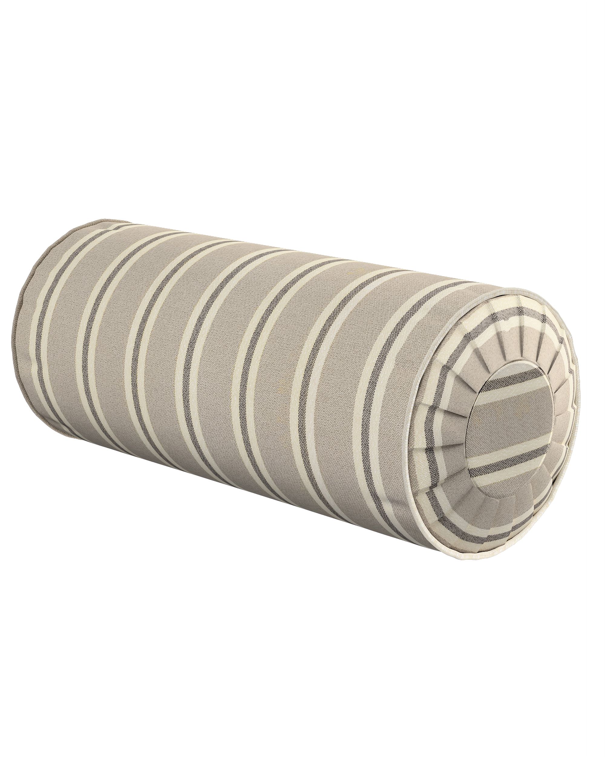 Bolster pillow with pleats colour beige fabric structured, patterned
