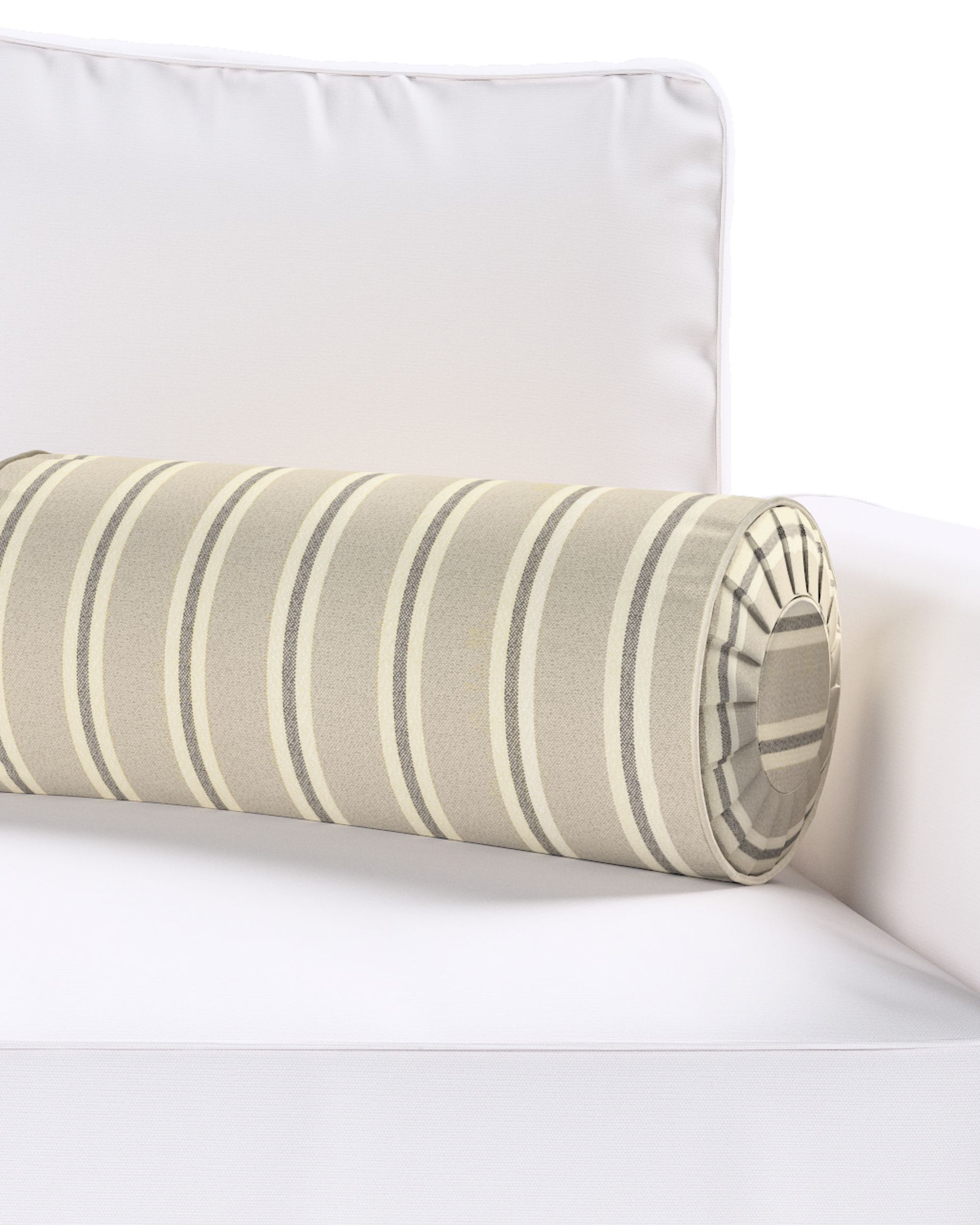 Bolster pillow with pleats colour beige fabric structured, patterned (hover)