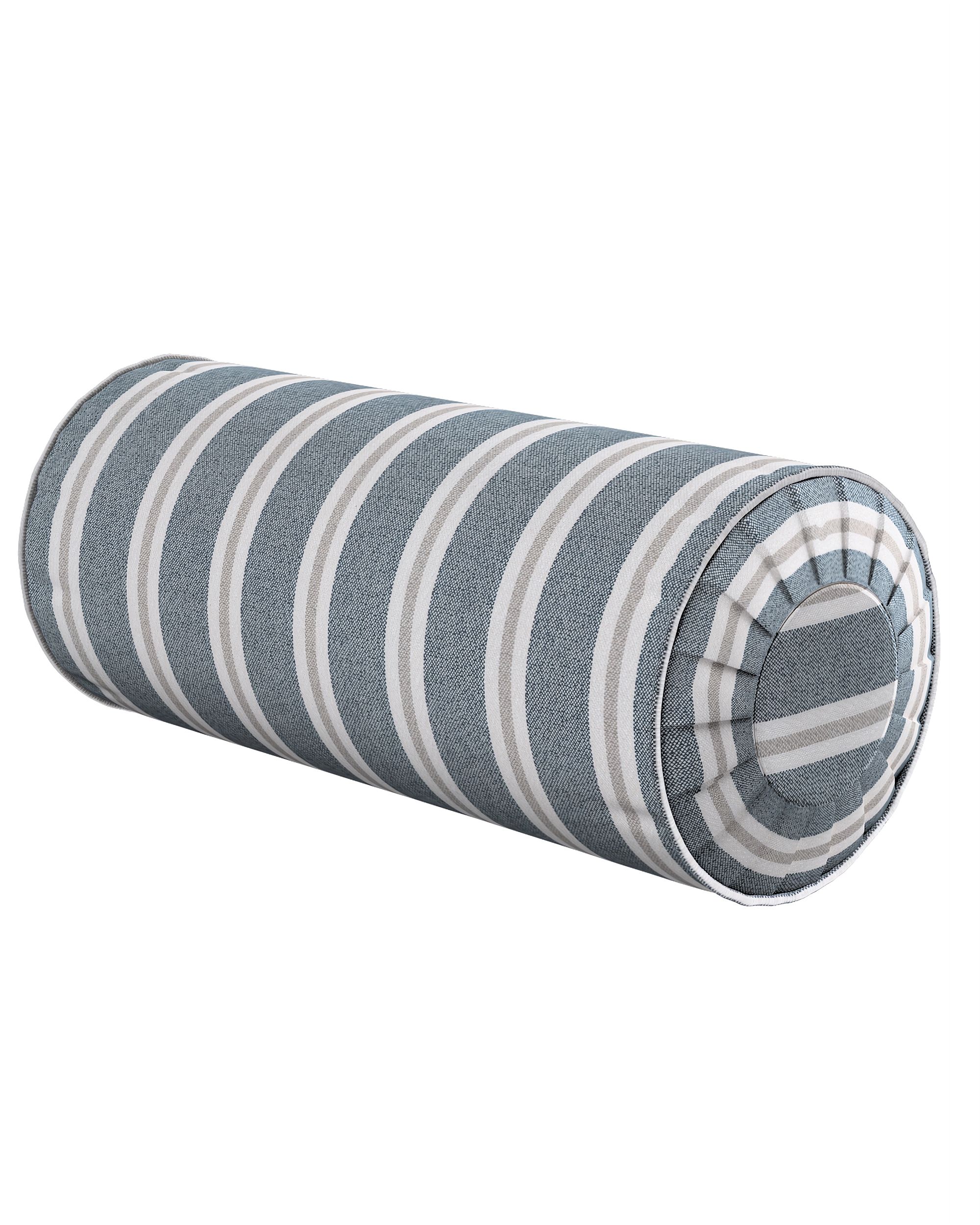 Bolster pillow with pleats colour blue fabric structured, patterned