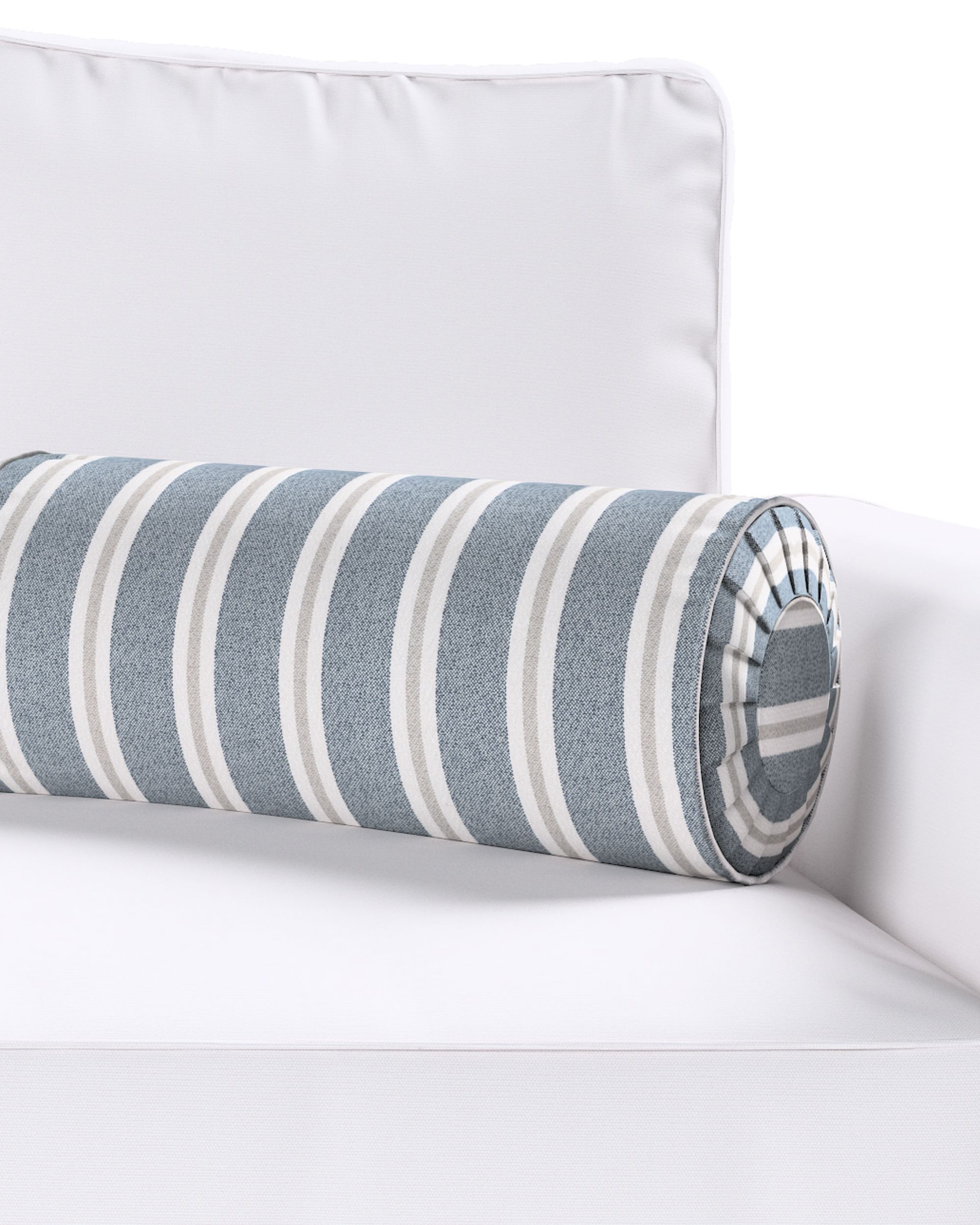 Bolster pillow with pleats colour blue fabric structured, patterned (hover)