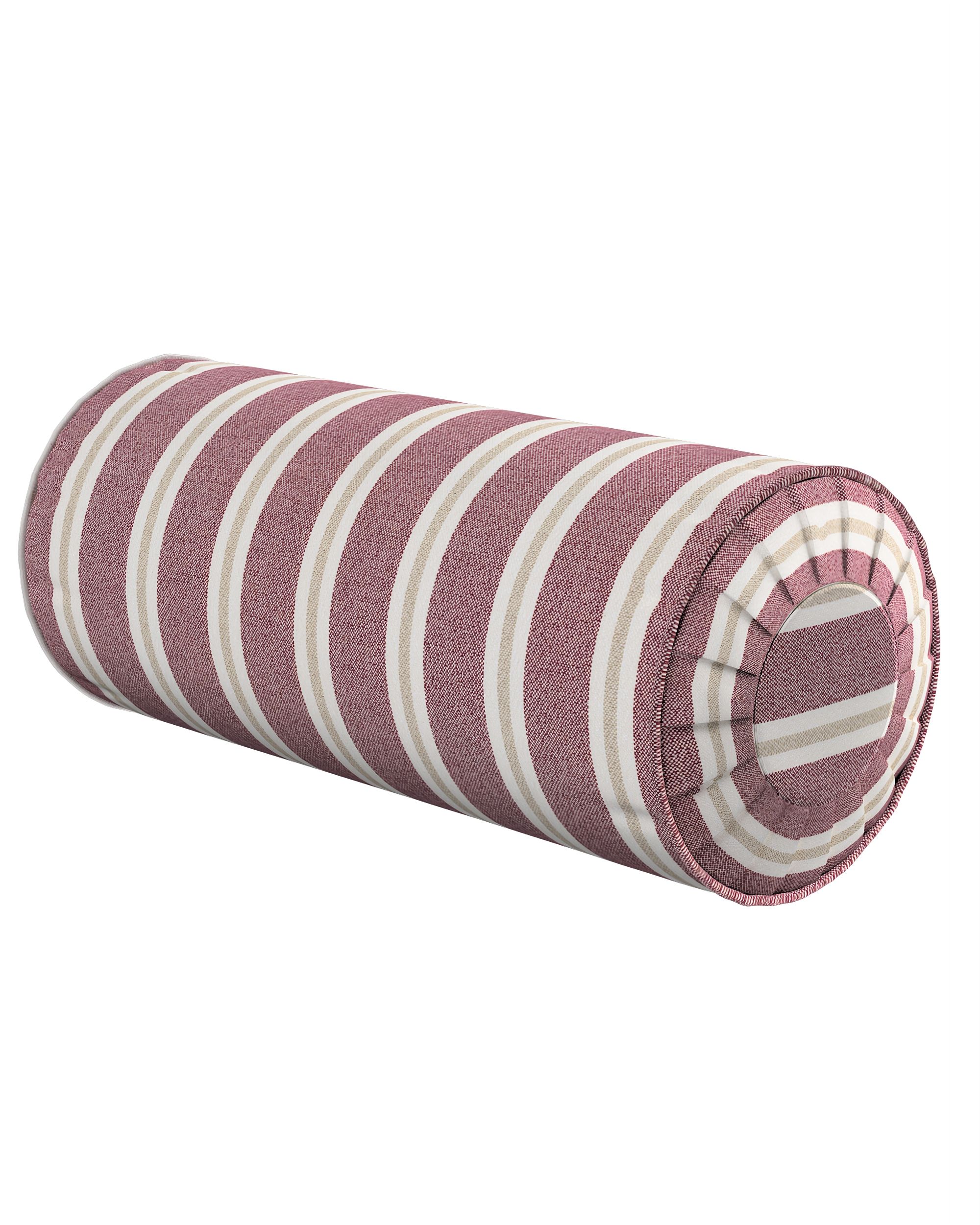 Bolster pillow with pleats colour red fabric structured, patterned