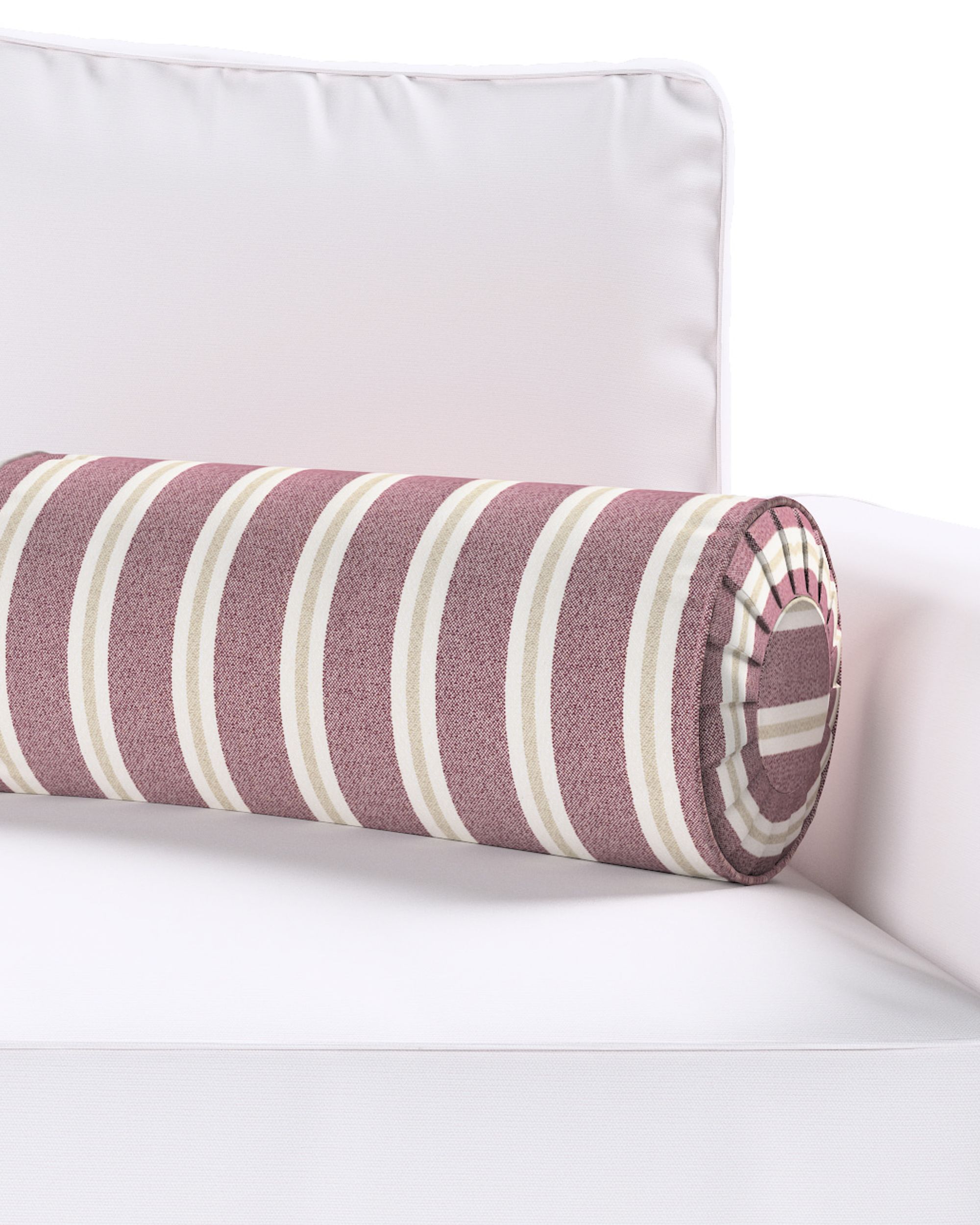 Bolster pillow with pleats colour red fabric structured, patterned (hover)