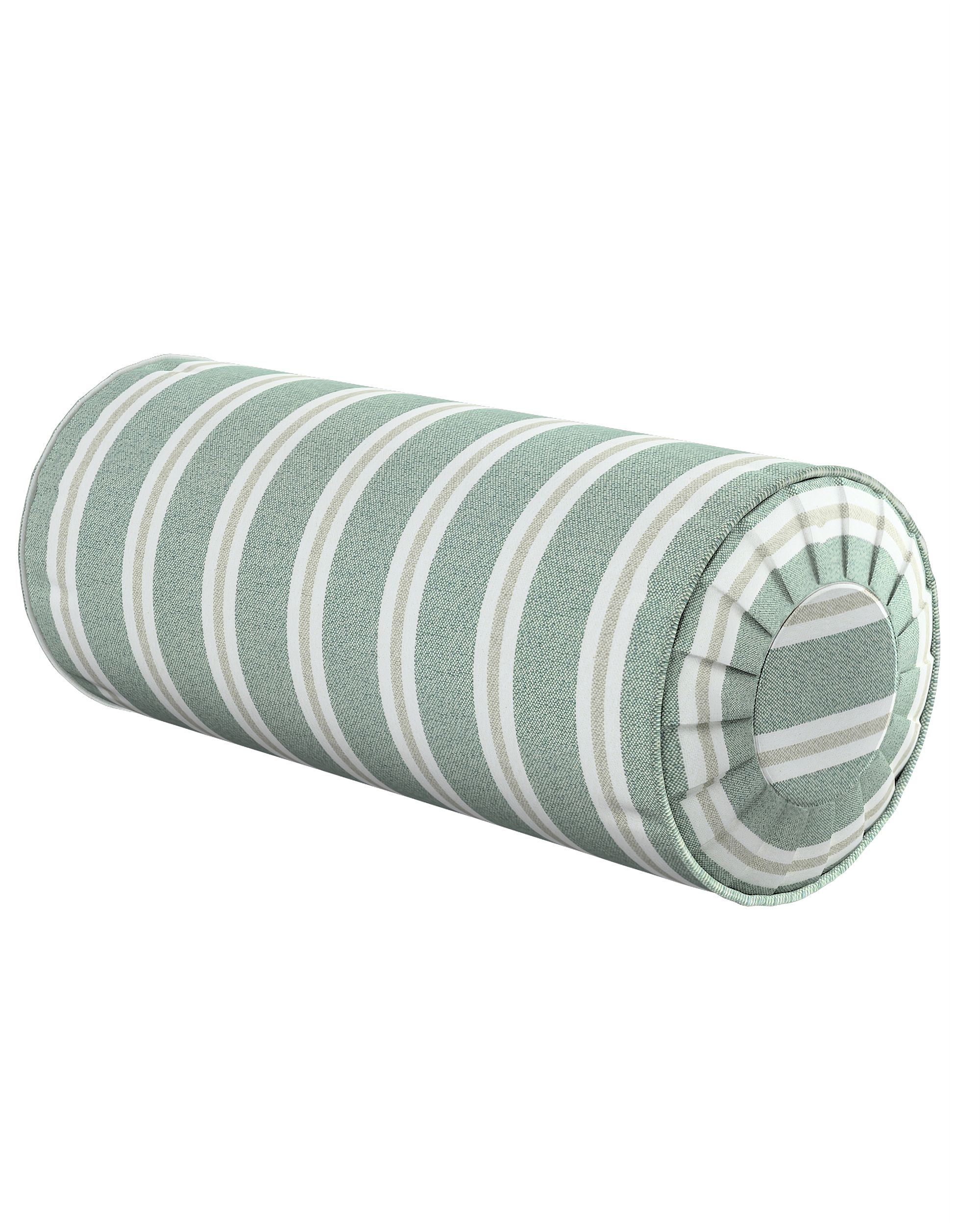Bolster pillow with pleats colour green fabric structured, patterned