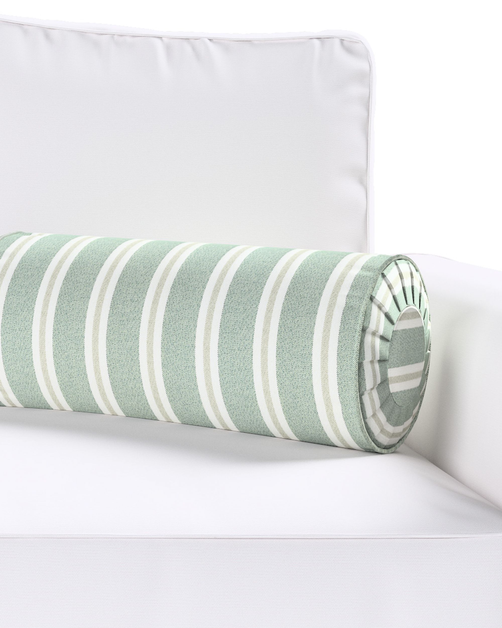 Bolster pillow with pleats colour green fabric structured, patterned (hover)
