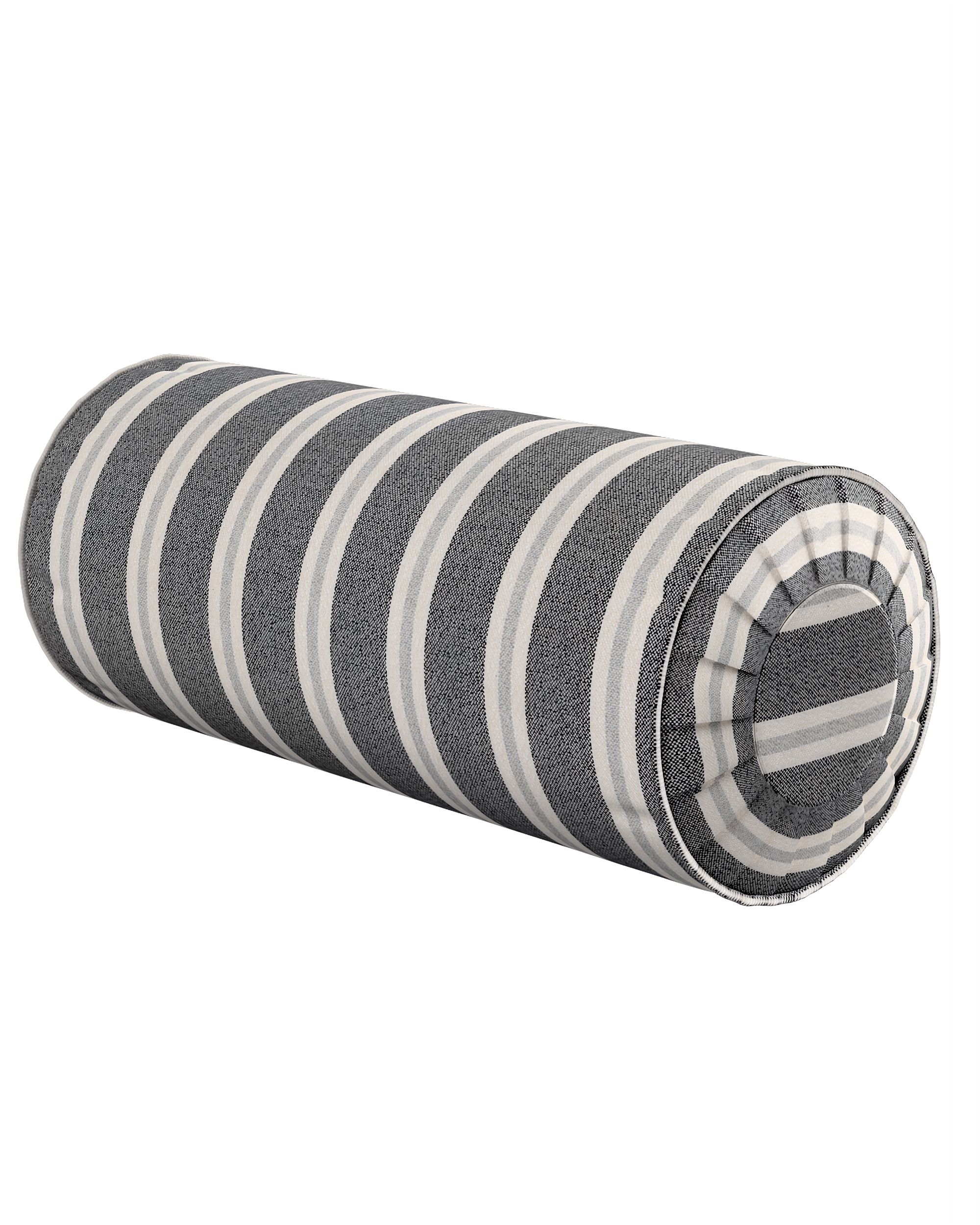 Bolster pillow with pleats colour black fabric structured, patterned