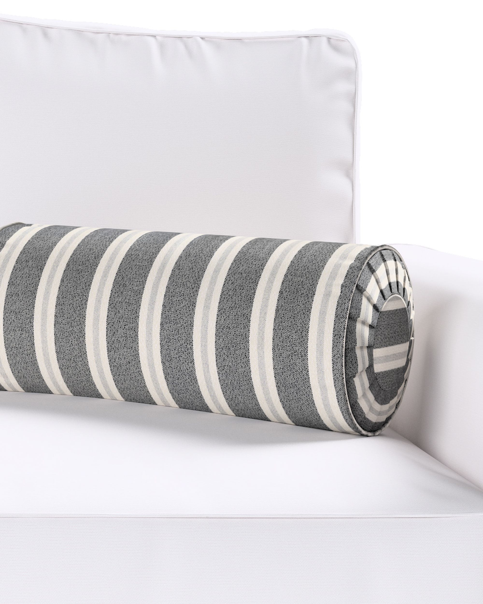 Bolster pillow with pleats colour black fabric structured, patterned (hover)