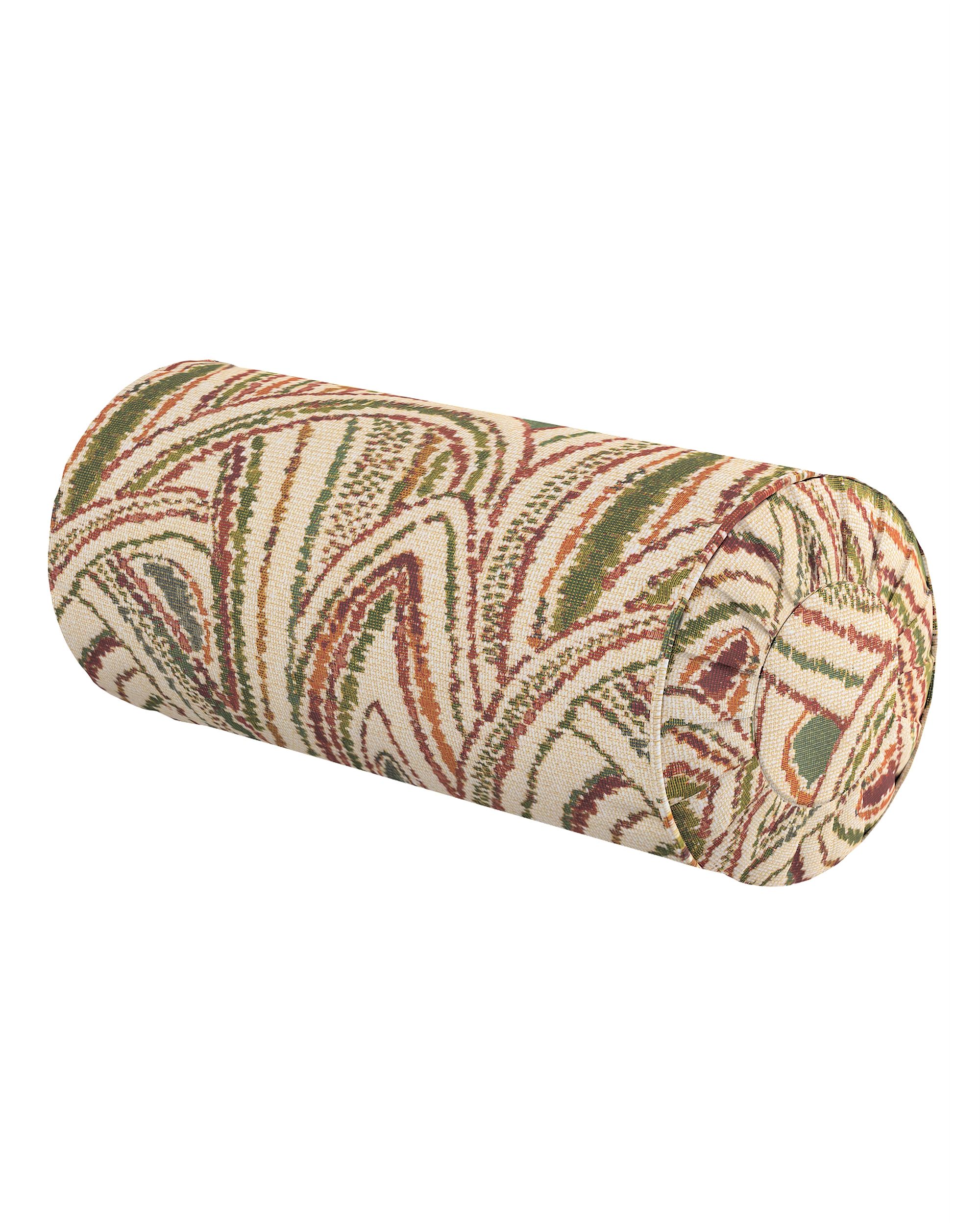 Bolster pillow with pleats colour multicolour fabric structured, patterned