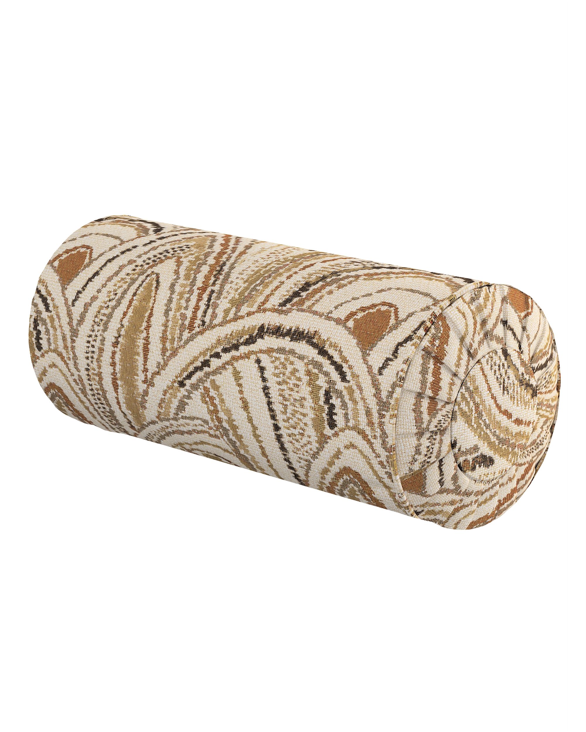 Bolster pillow with pleats colour beige fabric structured, patterned