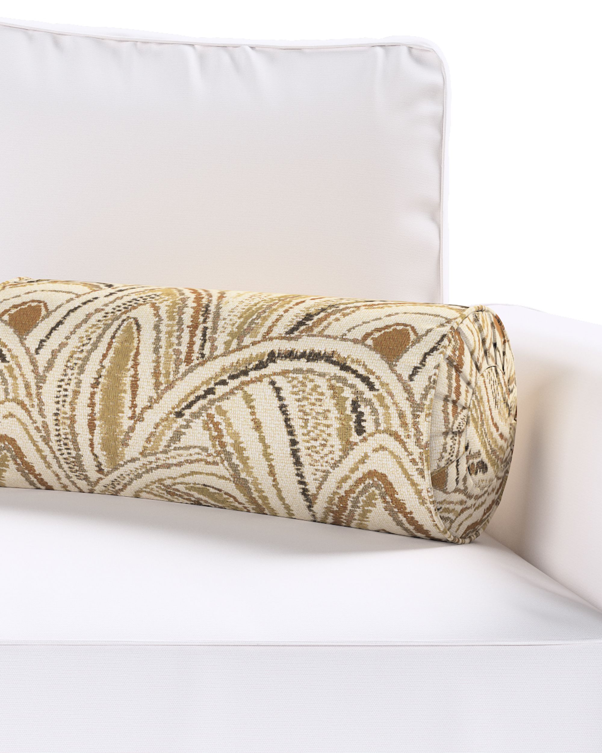 Bolster pillow with pleats colour beige fabric structured, patterned (hover)